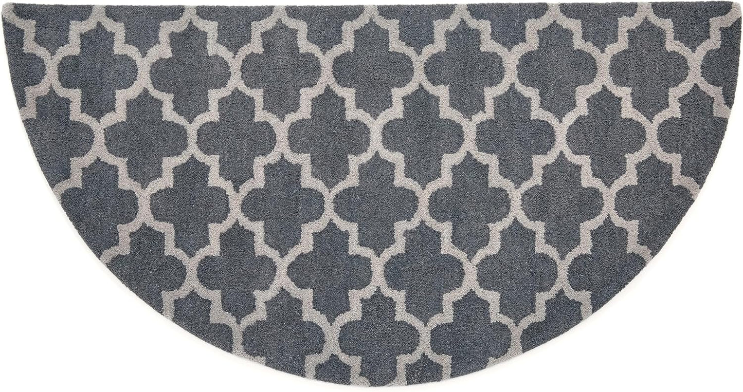 Gray Hand Tufted 100% Wool Hearth Rug for Cozy Fireplaces