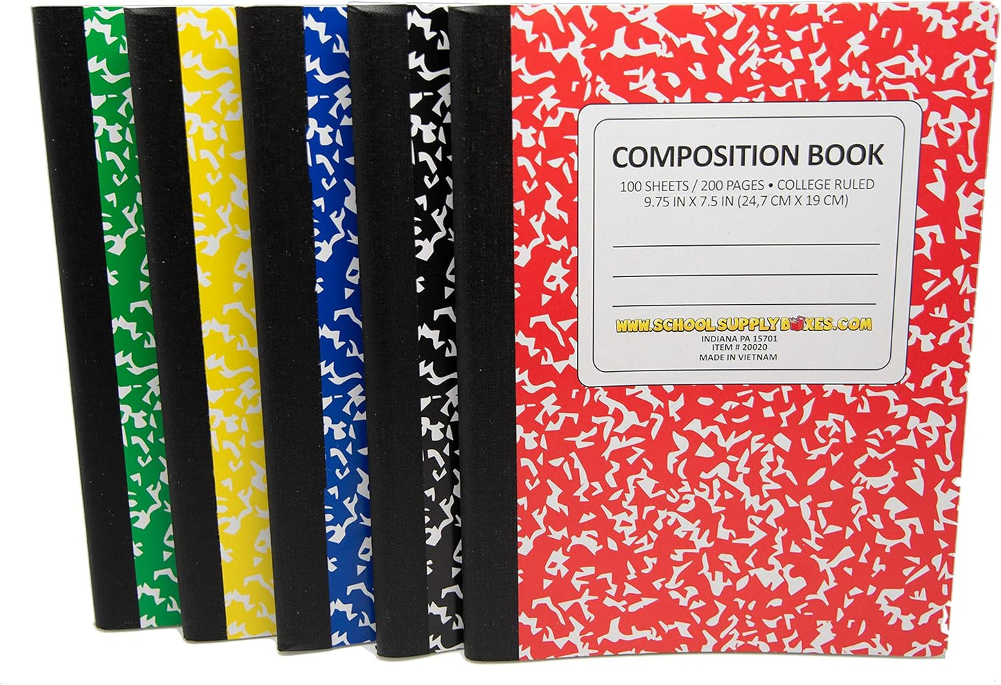 5 College Ruled Writing Notebooks - Vibrant Colors - School Supply Box