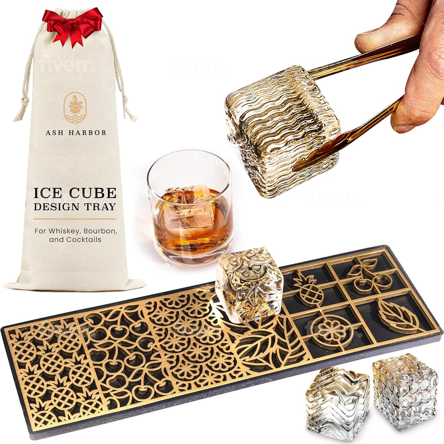 Clear Ice Cube Maker Design Tray for Perfect Cocktails in 5 Secs