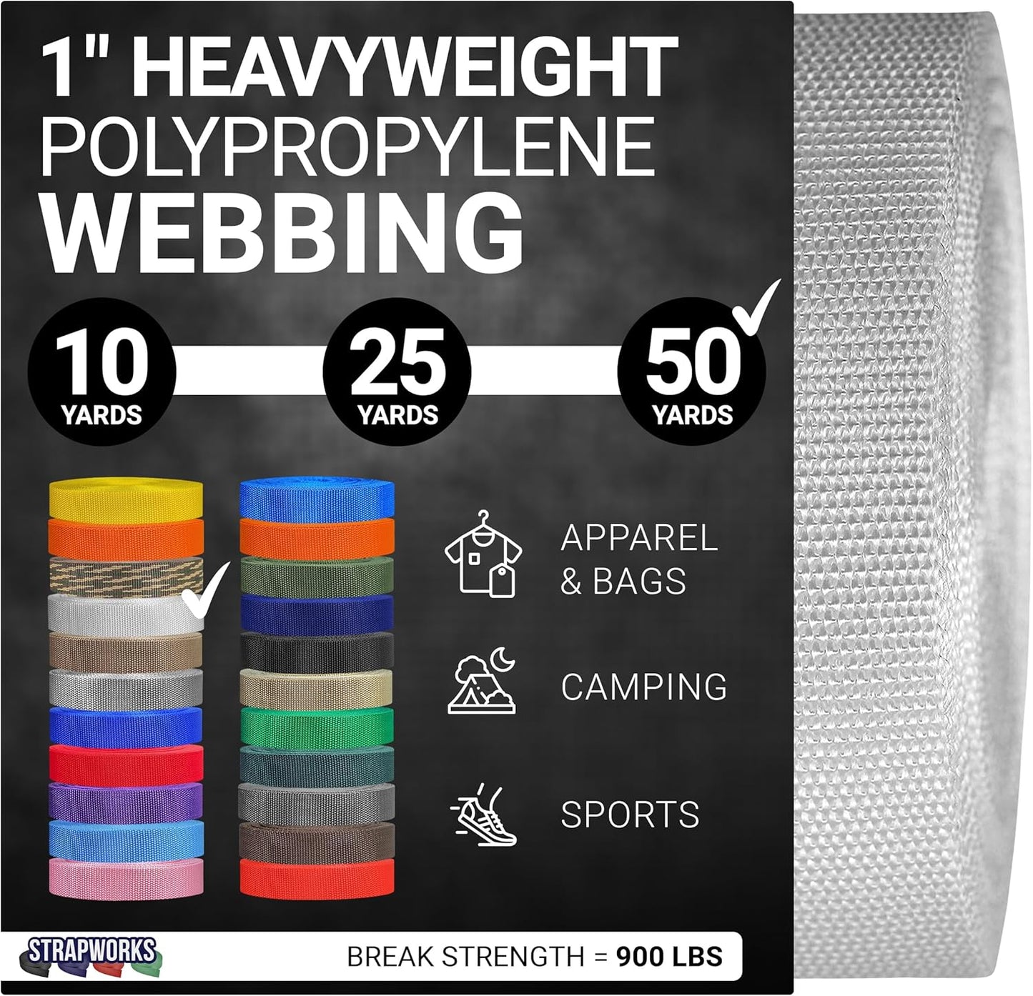 Heavyweight Polypropylene Webbing for Outdoor DIY Gear Repair