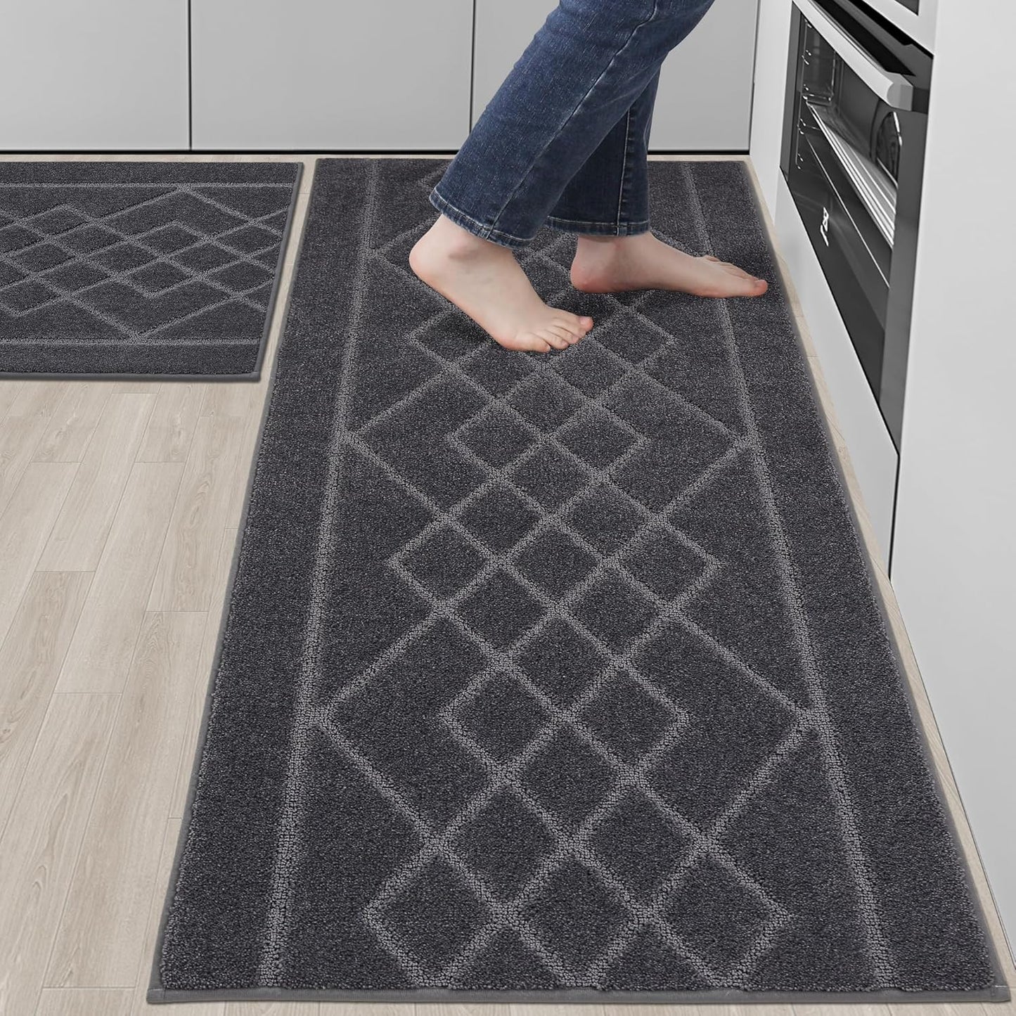 BEQHAUSE Kitchen Rugs Sets of 2 Washable Soft Non-Slip Mats
