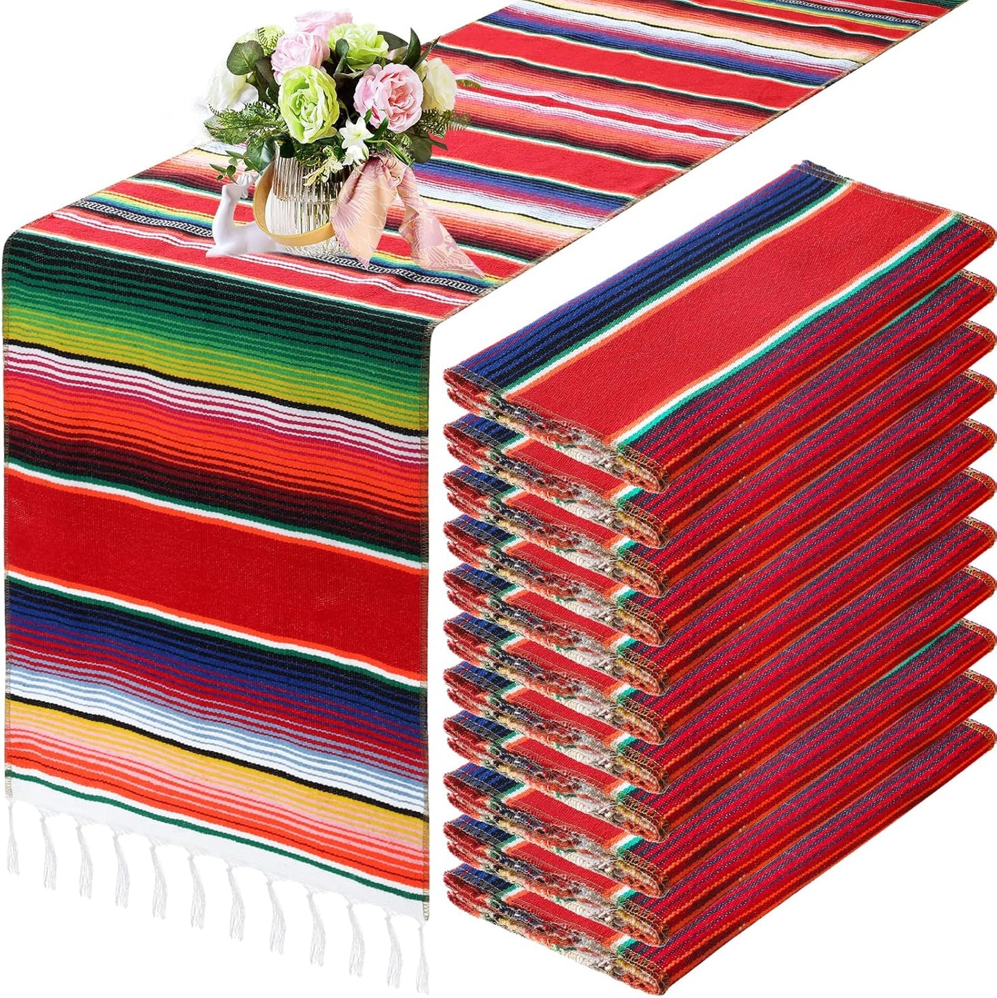 Tegeme 12 Pcs Mexican Table Runners for Festive Decor