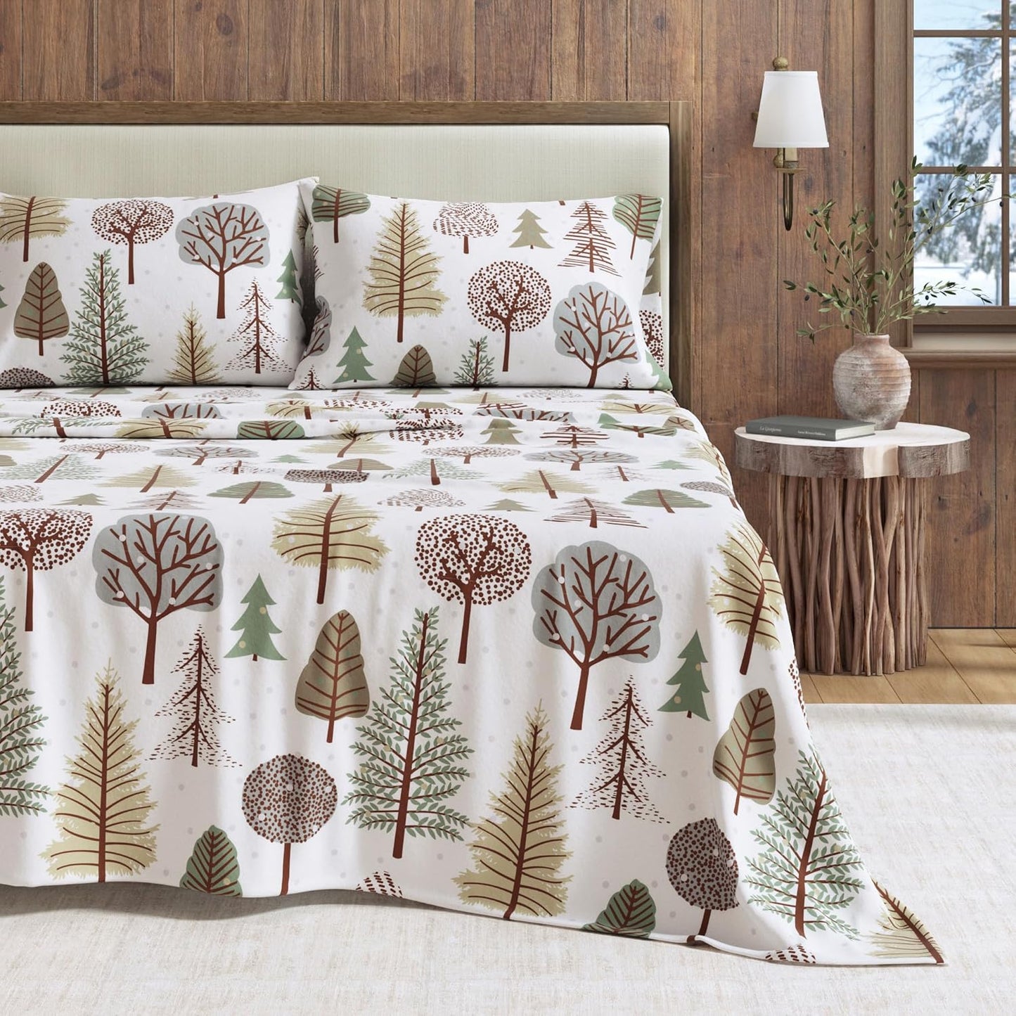 Cozy Queen Size Flannel Sheet Set for Rustic Bedding Decor