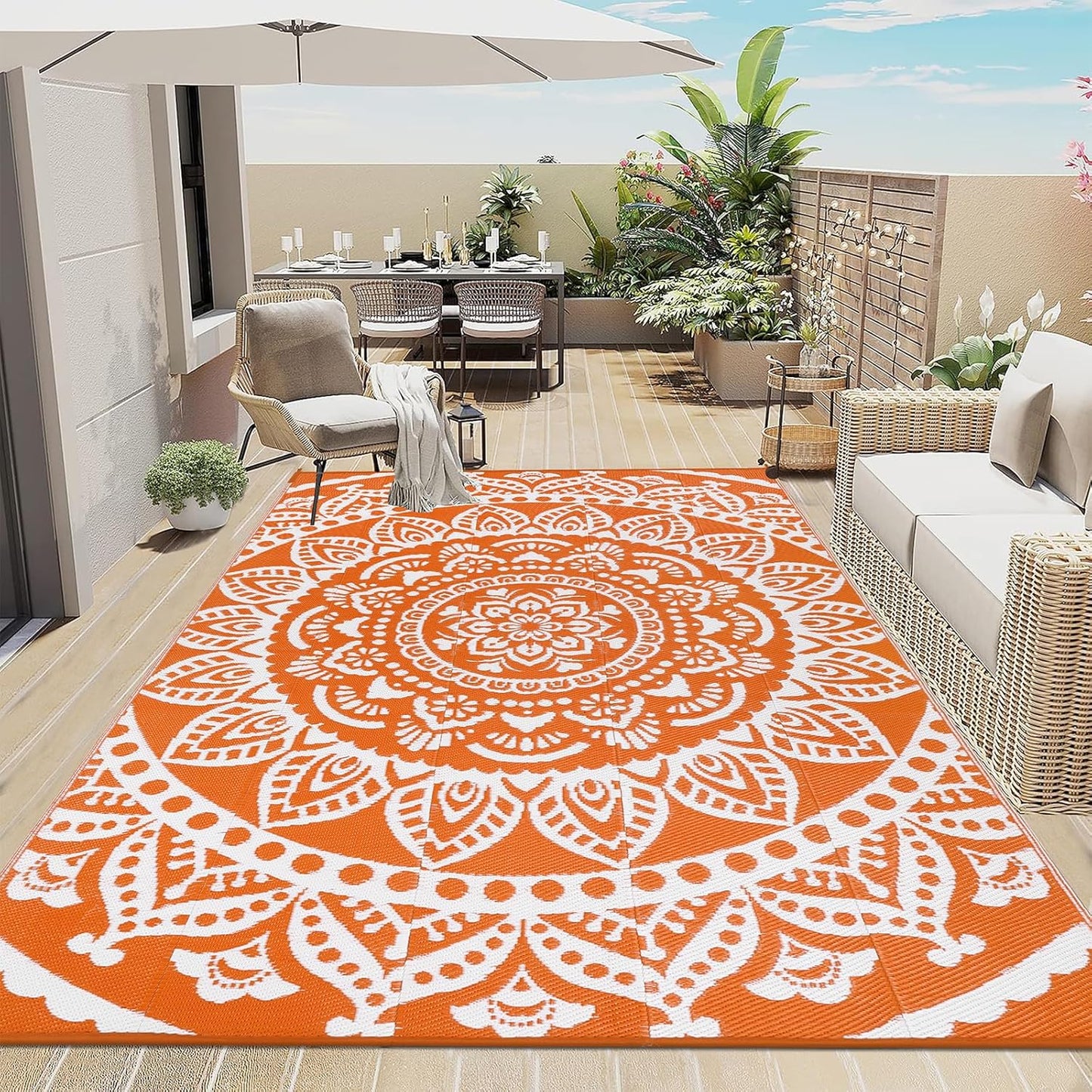 Bsmathom Waterproof Outdoor Rug 6ftx9ft for Versatile Use