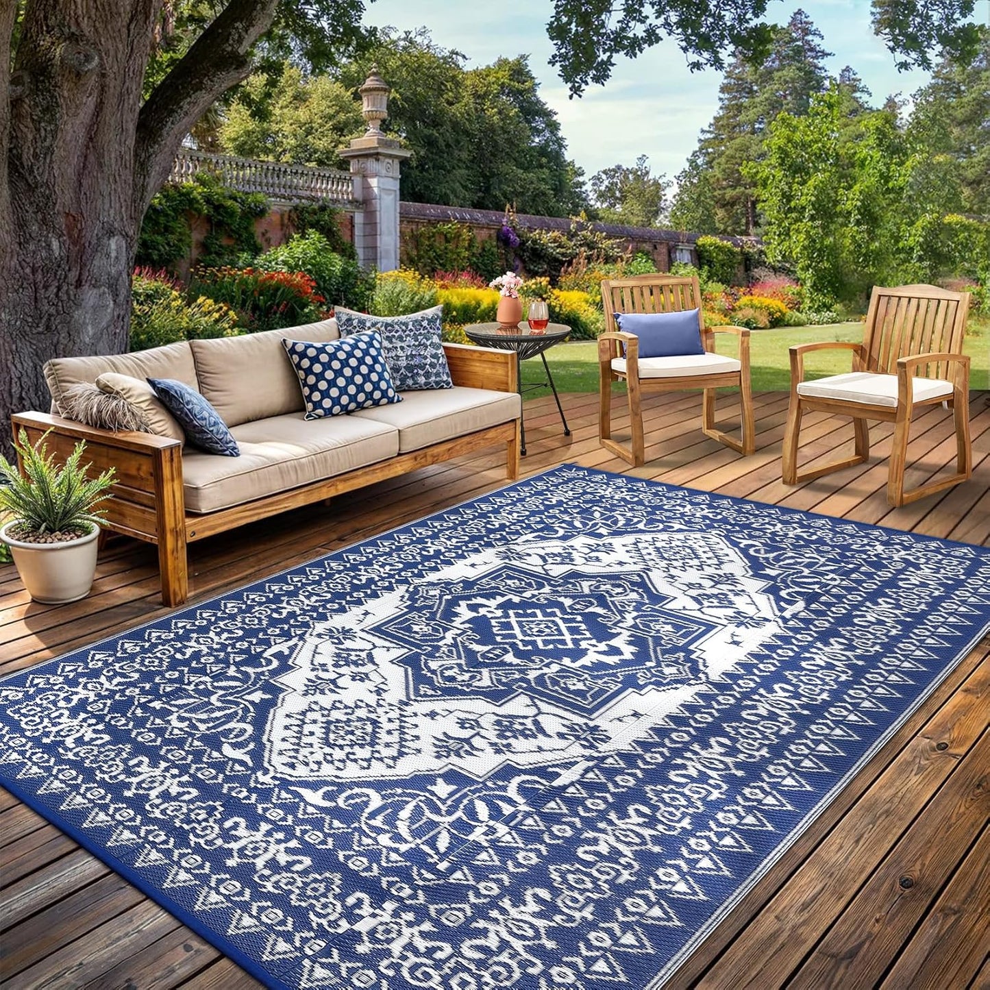 GarveeHome 8x10 Outdoor Rug Waterproof Reversible Plastic Straw