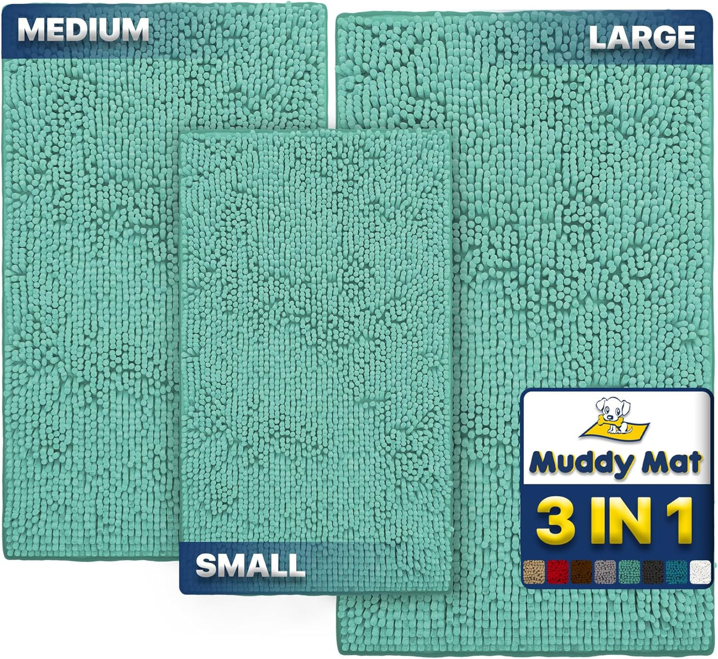 Muddy Mat Pack of 3 Microfiber Dog Door Mats for Clean Floors