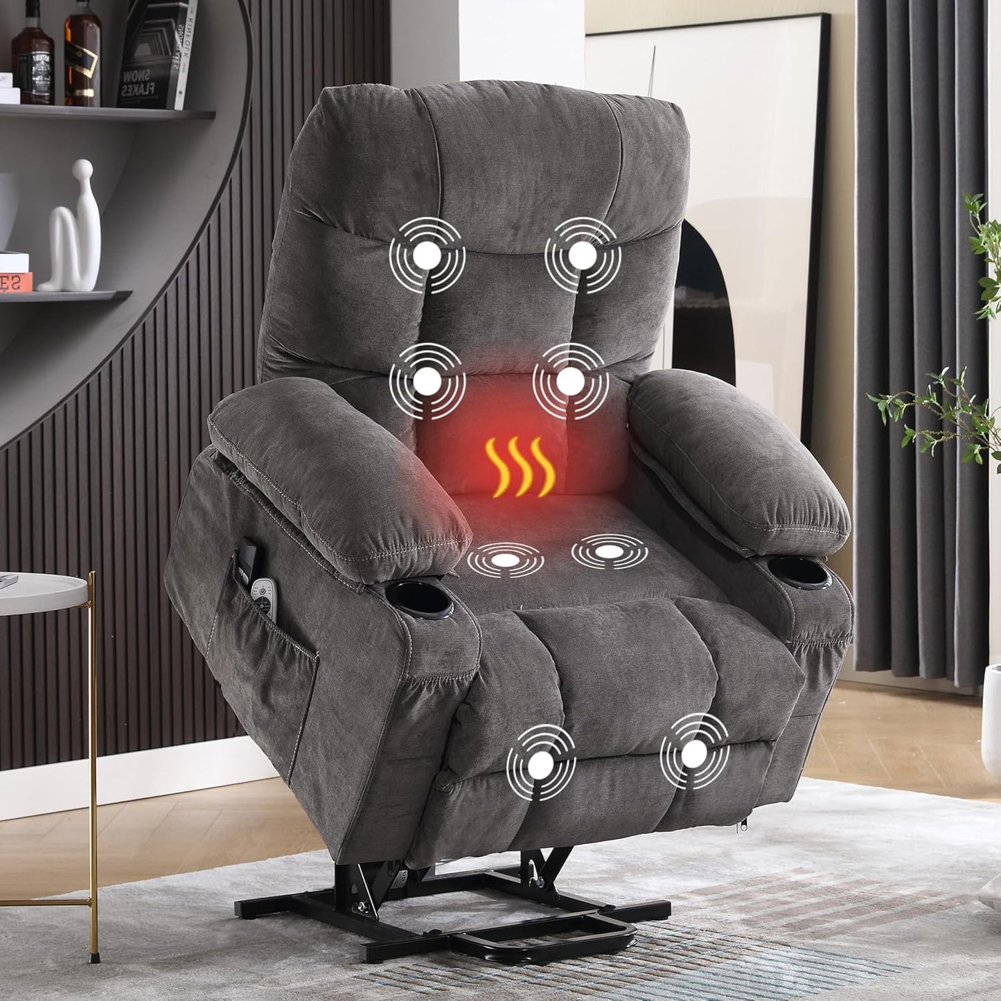 Power Lift Recliner Chair with Massage and Heating Features
