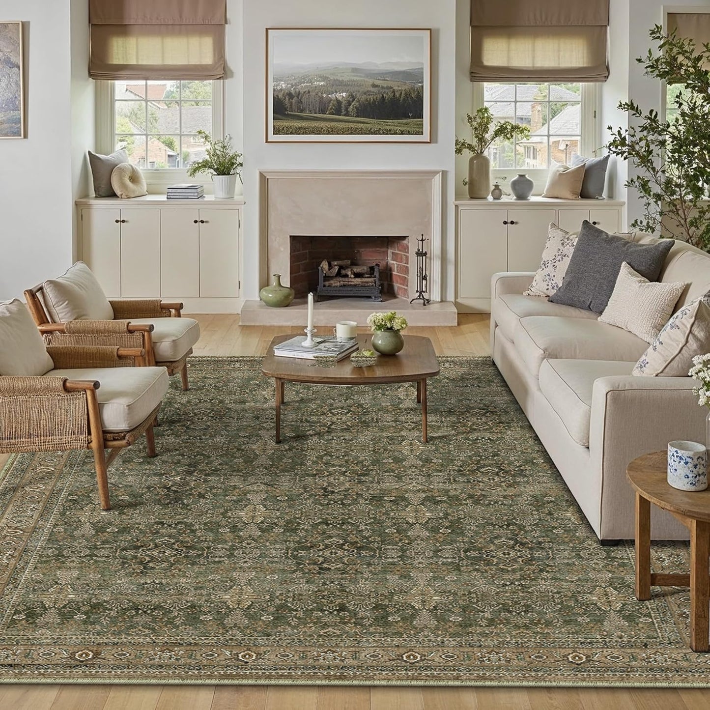 9x12 Area Rug for Living Room Vintage Washable Soft Carpet