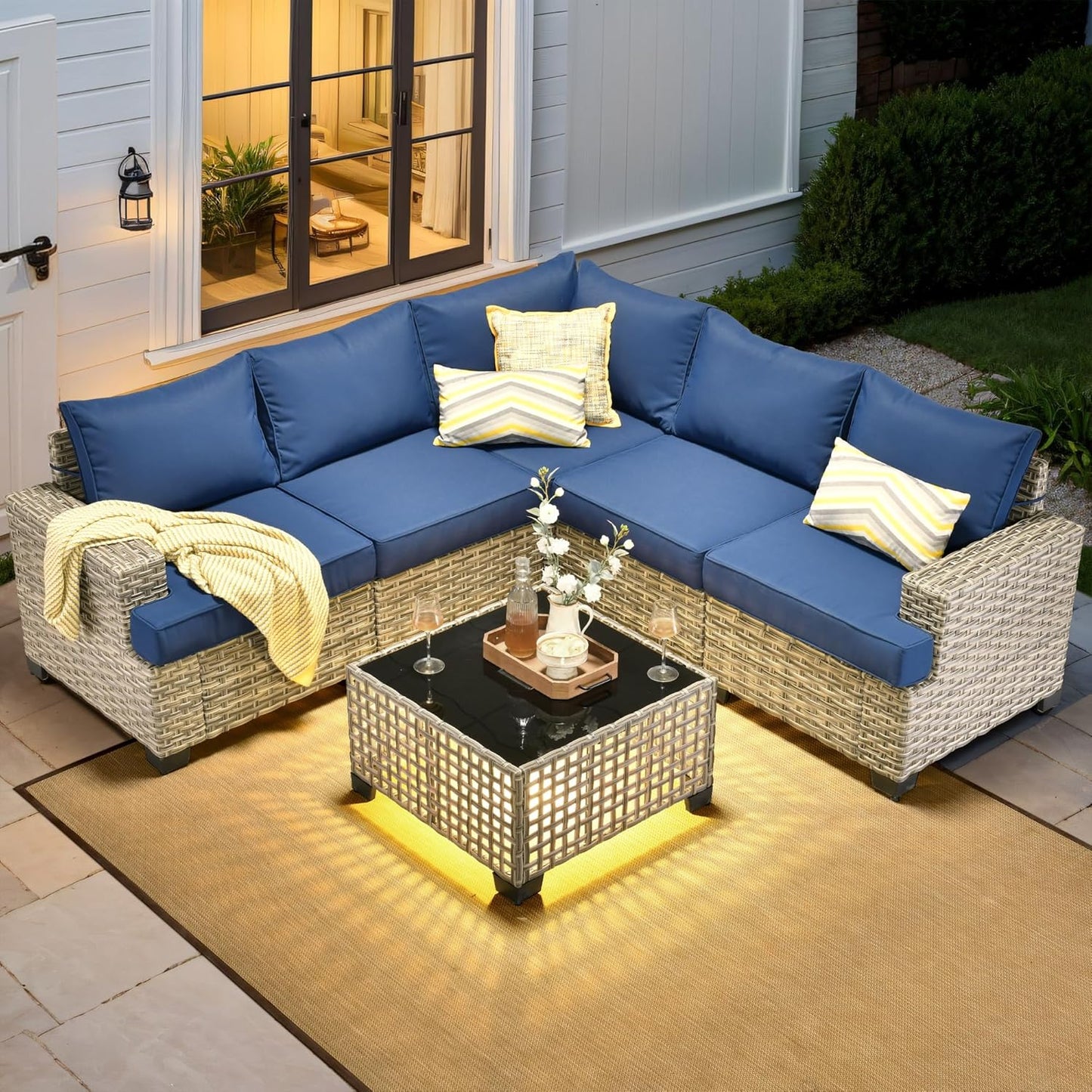 HOOOWOOO Outdoor Sectional Patio Furniture Set for Comfort