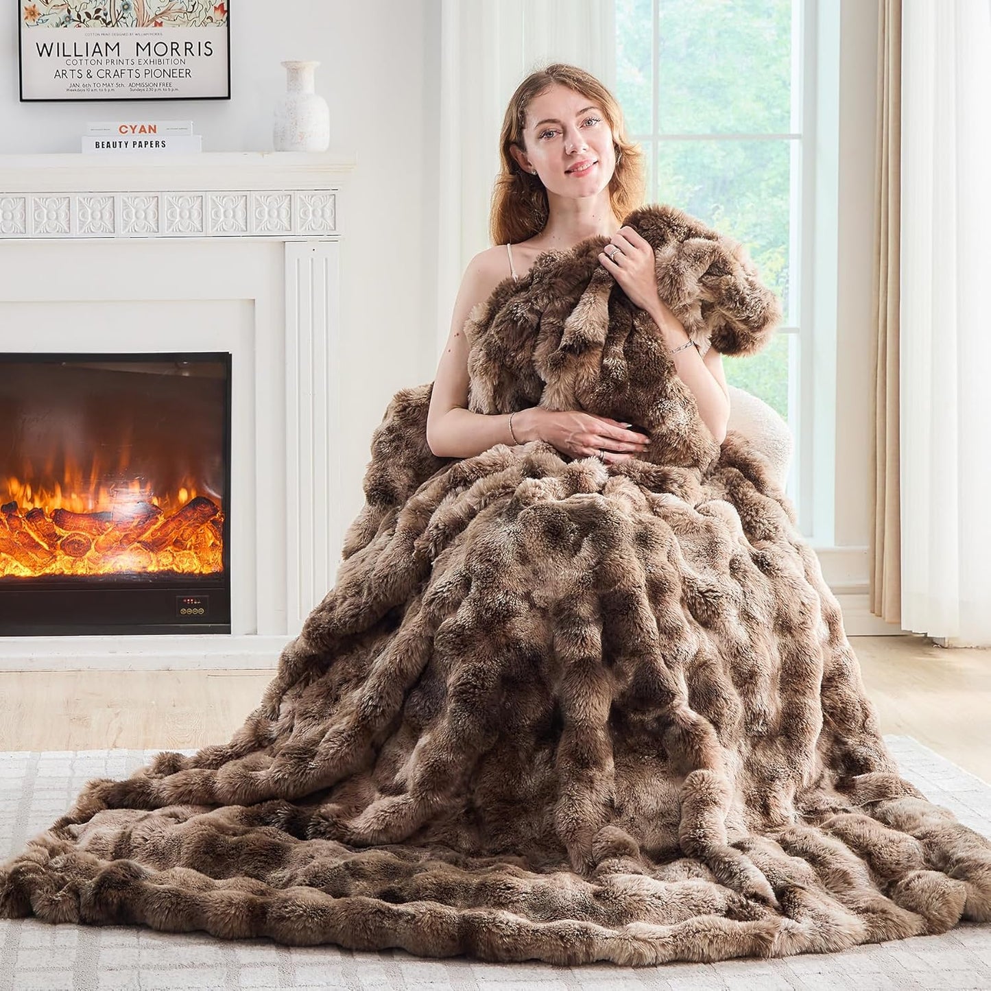 Lotus Karen Faux Fur Throw Blanket for Cozy Comfort and Style