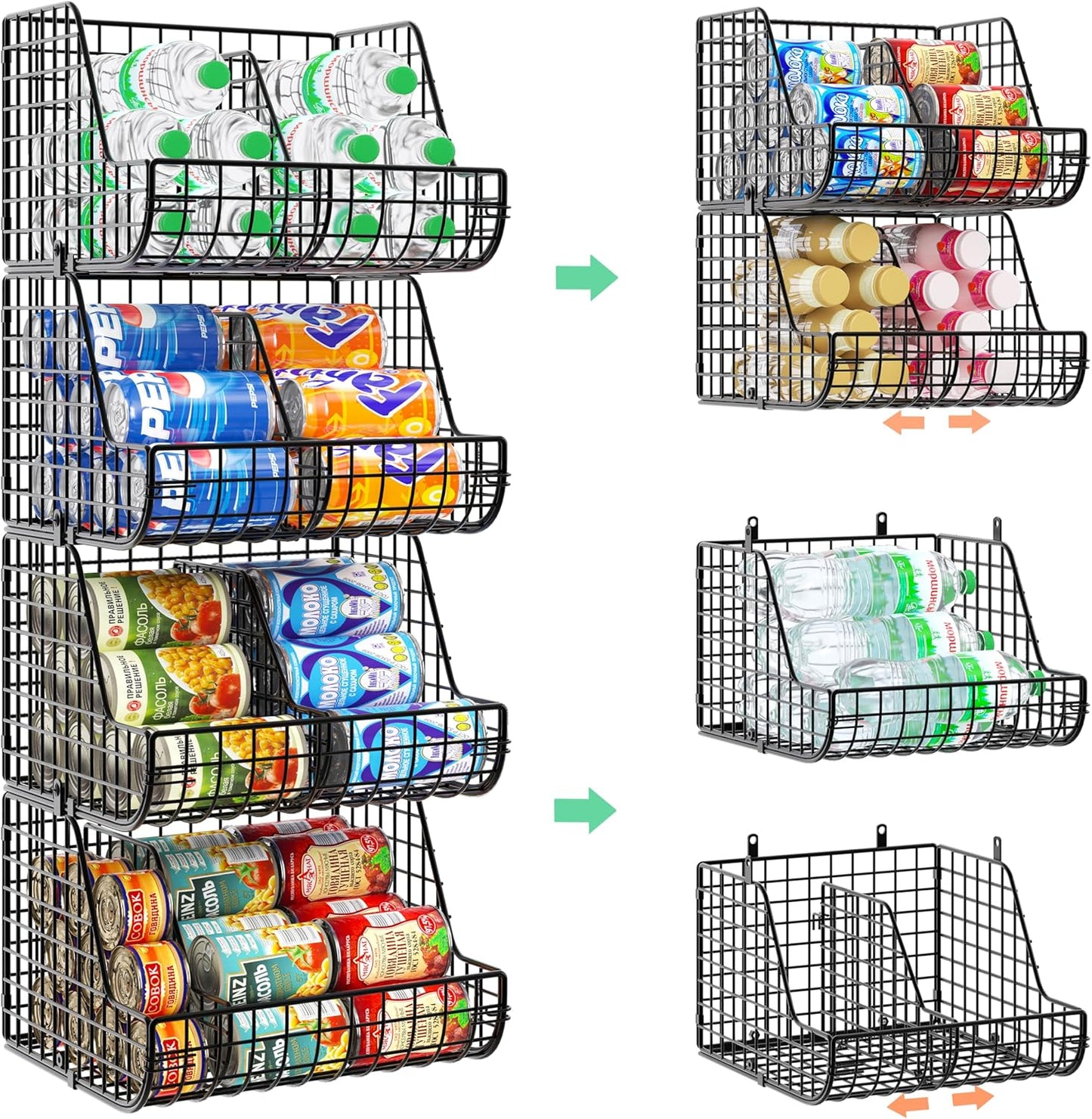Stackable Soda Can Organizer for 72 Cans - 4-Tier Storage