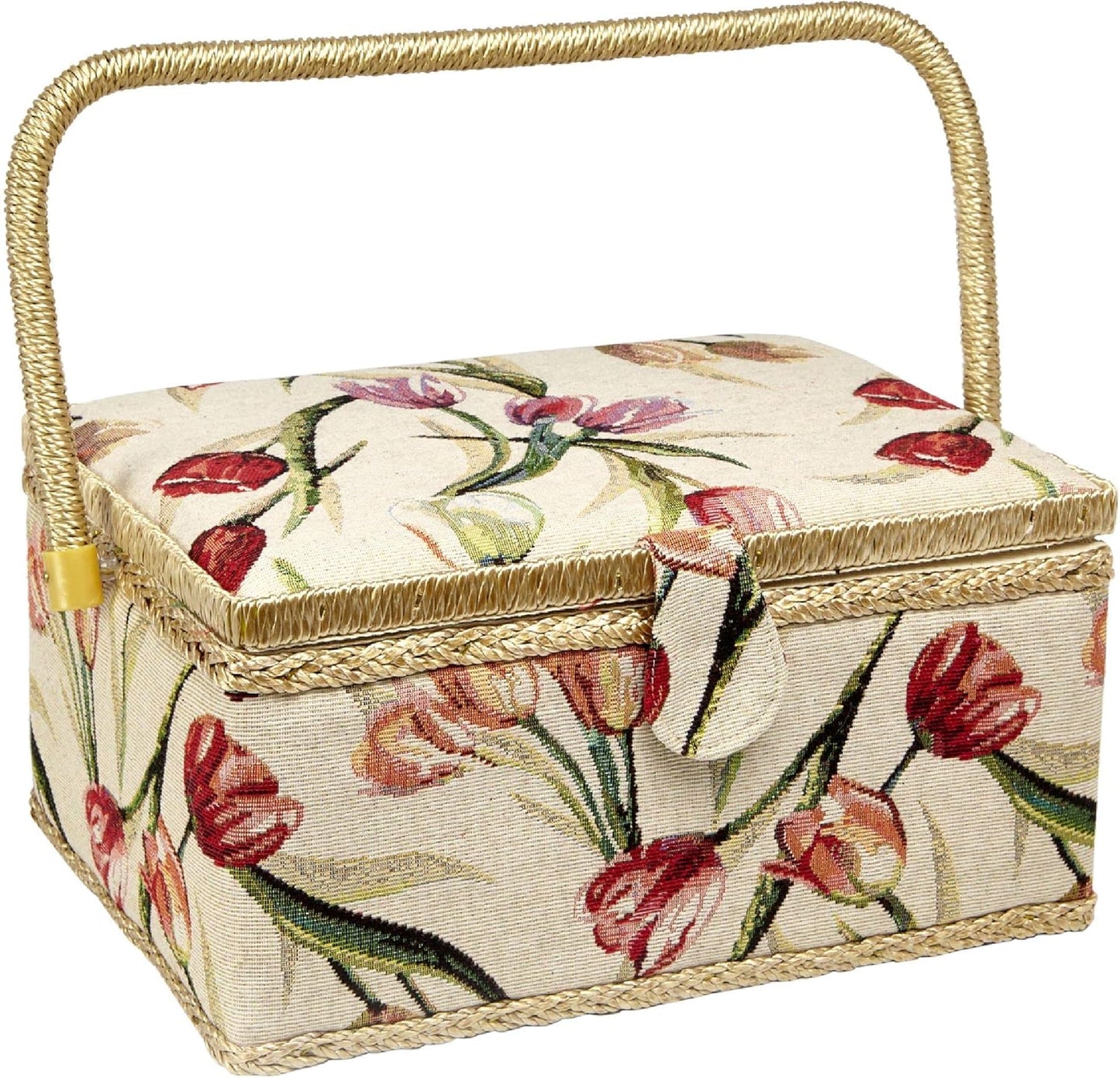 Sewing Basket with Tulip Floral Print Design for Craft Lovers