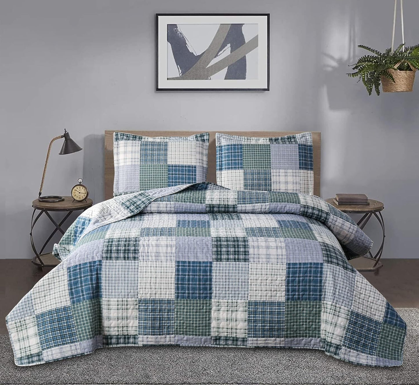 Twin Size Plaid Quilt Set for Modern Home Decor and Comfort