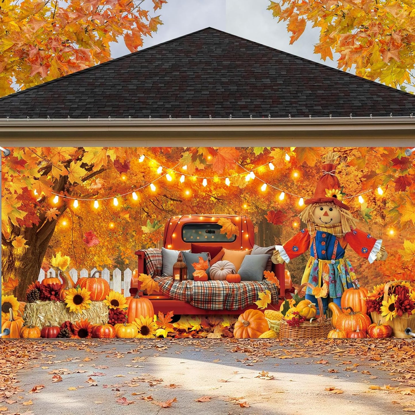 Preboun Fall Leaves Garage Door Banner for Autumn Decor