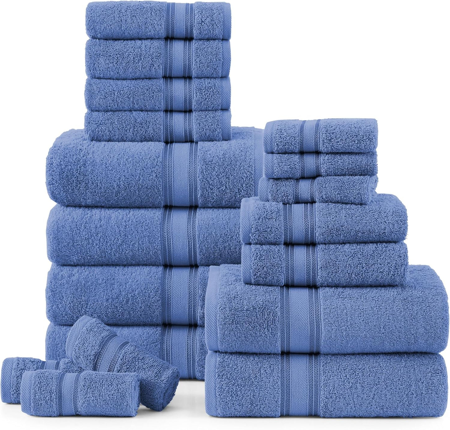Luxury Bath Towel Set - 100% Cotton - 18 Pieces - Soft & Absorbent