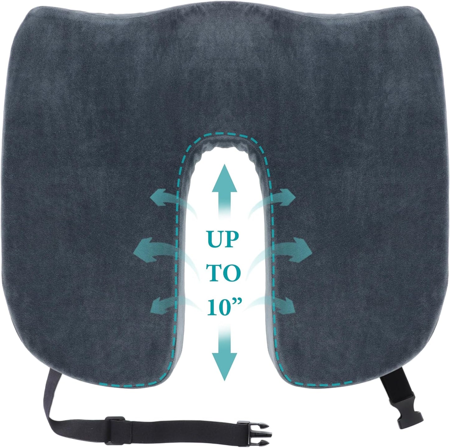 10-Inch U-Cutout Coccyx Cushion - Pain Relief Seat Pad