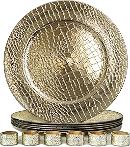Rickion Gold Charger Plates Set of 6 for Elegant Dining