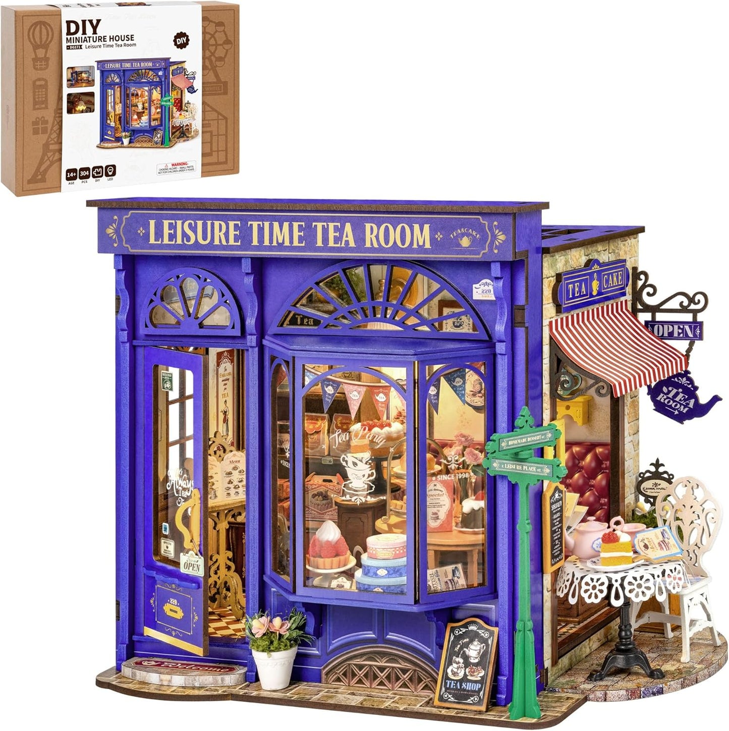 ROBOTIME DIY Miniature House Kit - Leisure Time Tea Room