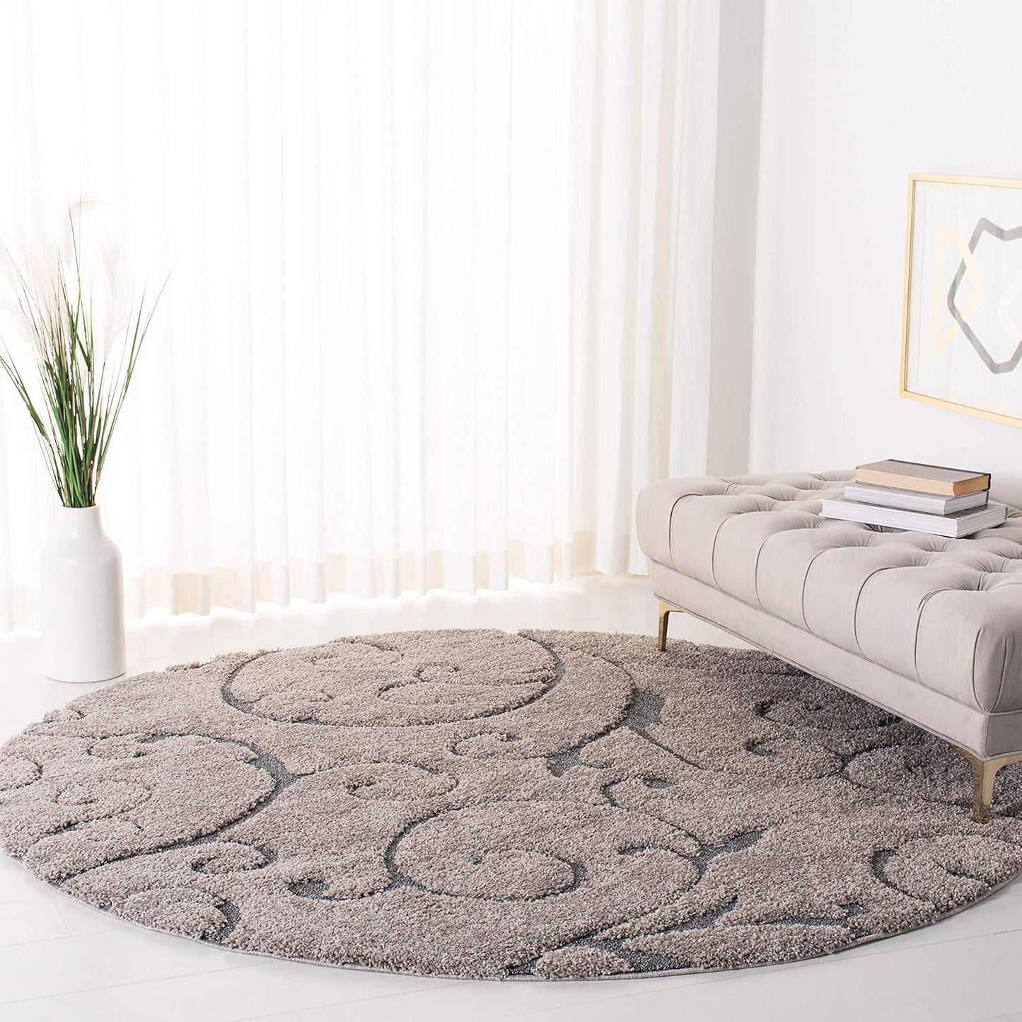 SAFAVIEH Florida Shag Collection 4ft Round Plush Area Rug