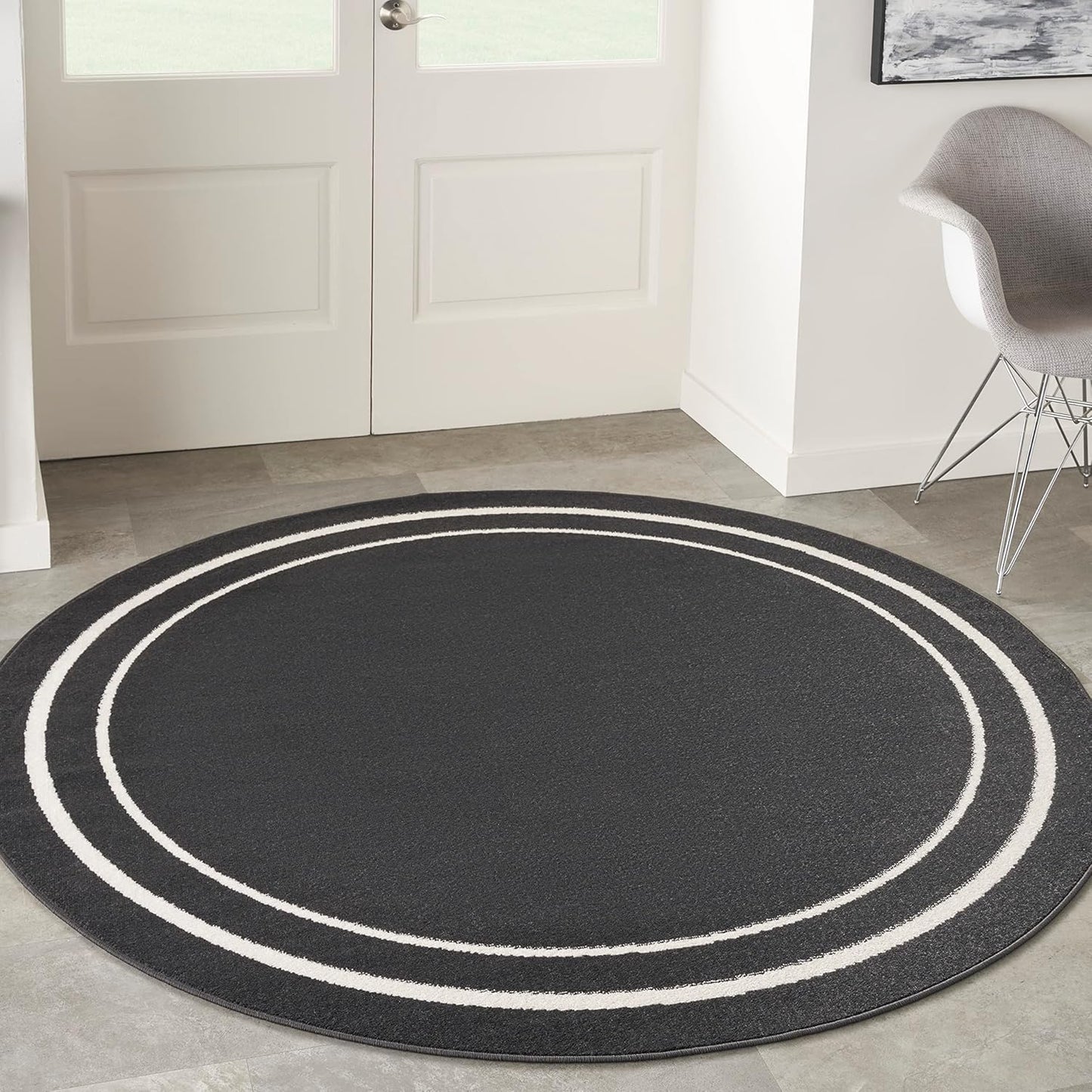 Nourison Home Essentials Indoor/Outdoor Solid Bordered Rug