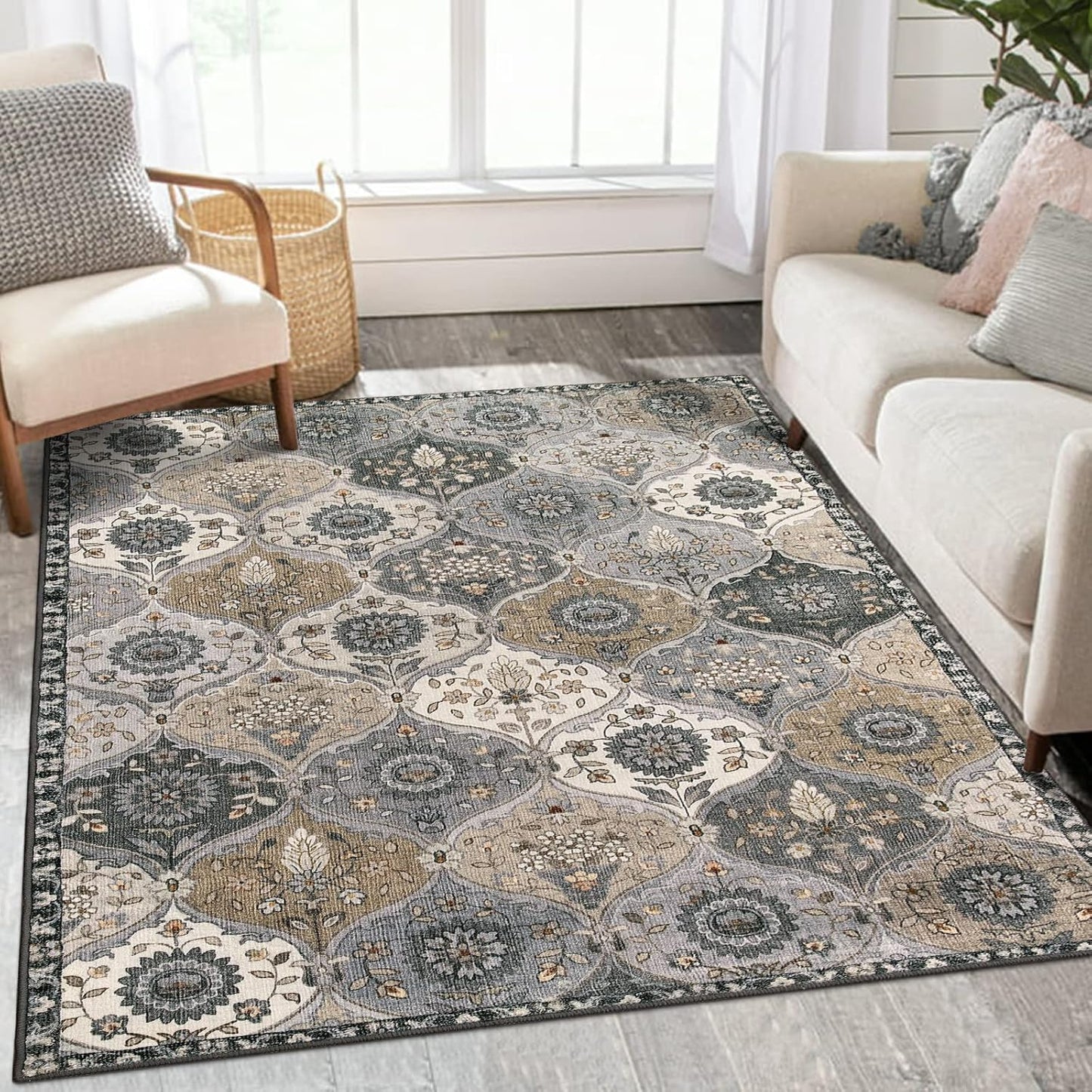 Lahome Moroccan Trellis Washable Area Rugs for Indoor Spaces