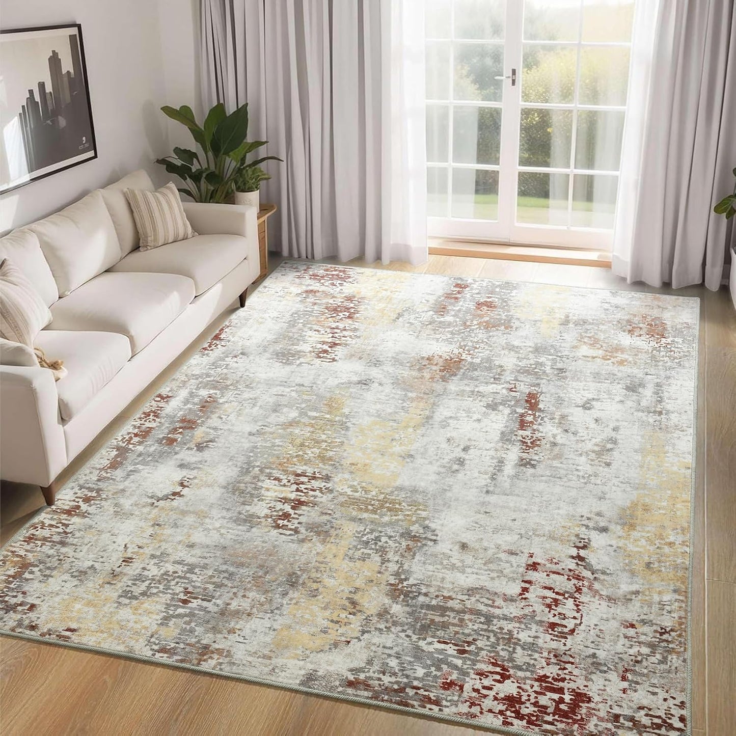 Ompaa Living Room Rug 5x8 Beige Area Rug for Any Space