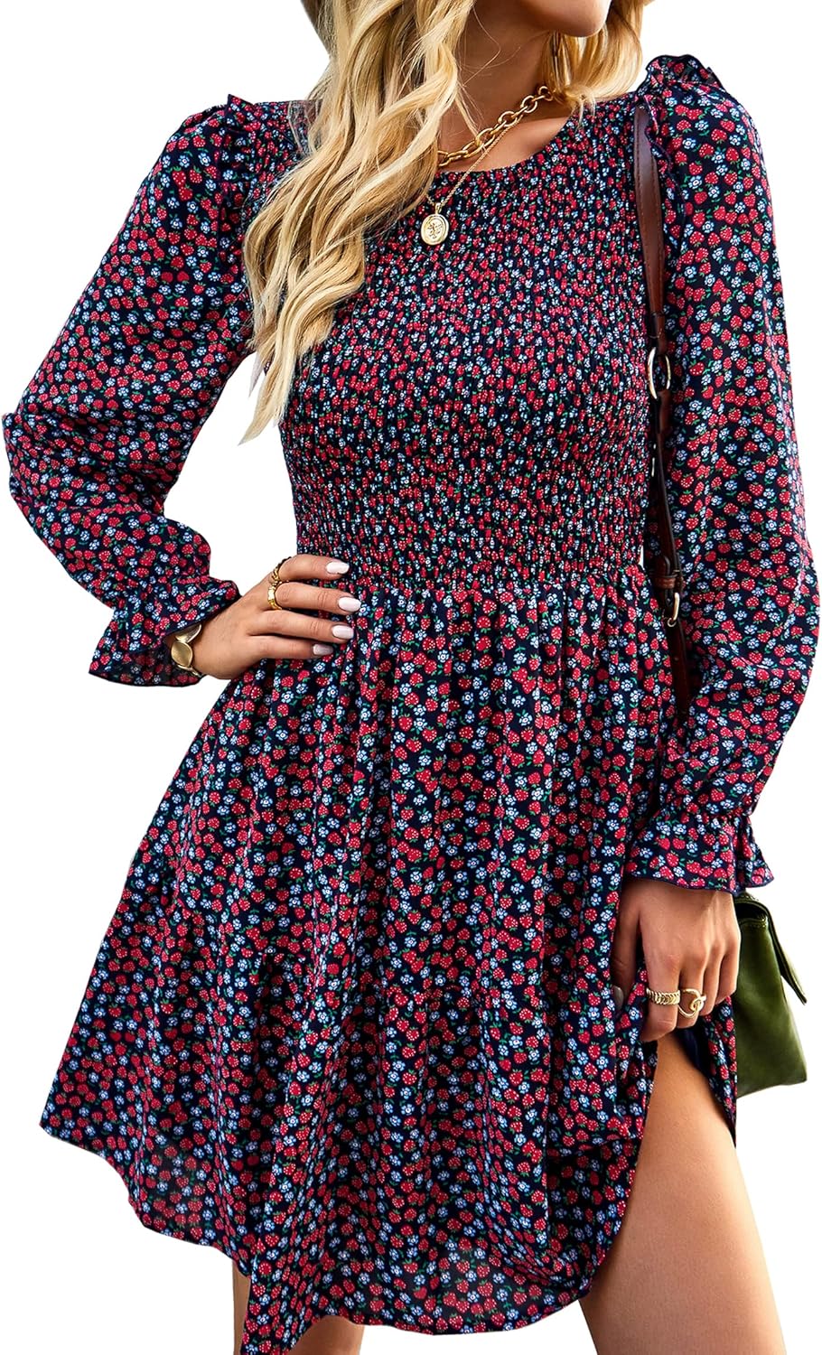 KIRUNDO Long Sleeve Floral Dress for Women - Perfect for Weddings