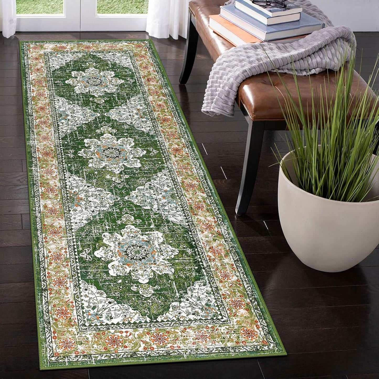 Ileading Vintage Runner Rug for Hallway, Non Slip Kitchen Mat