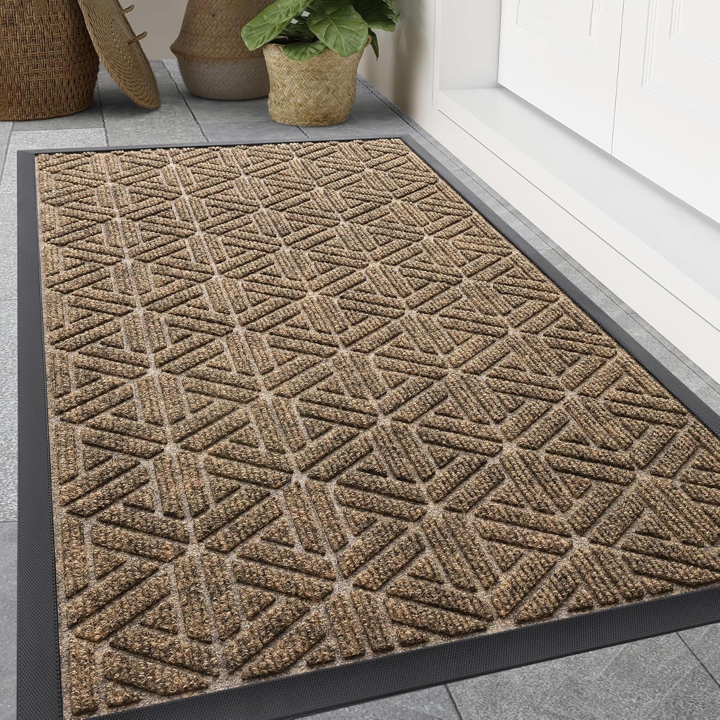 Smiry Heavy Duty Natural Rubber Doormat for Entryways