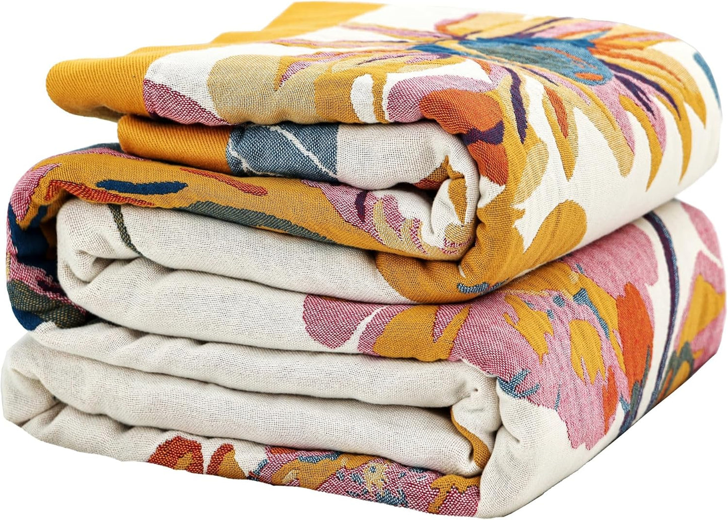 Boho Large Throw Blanket - 100% Organic Cotton Soft Decor