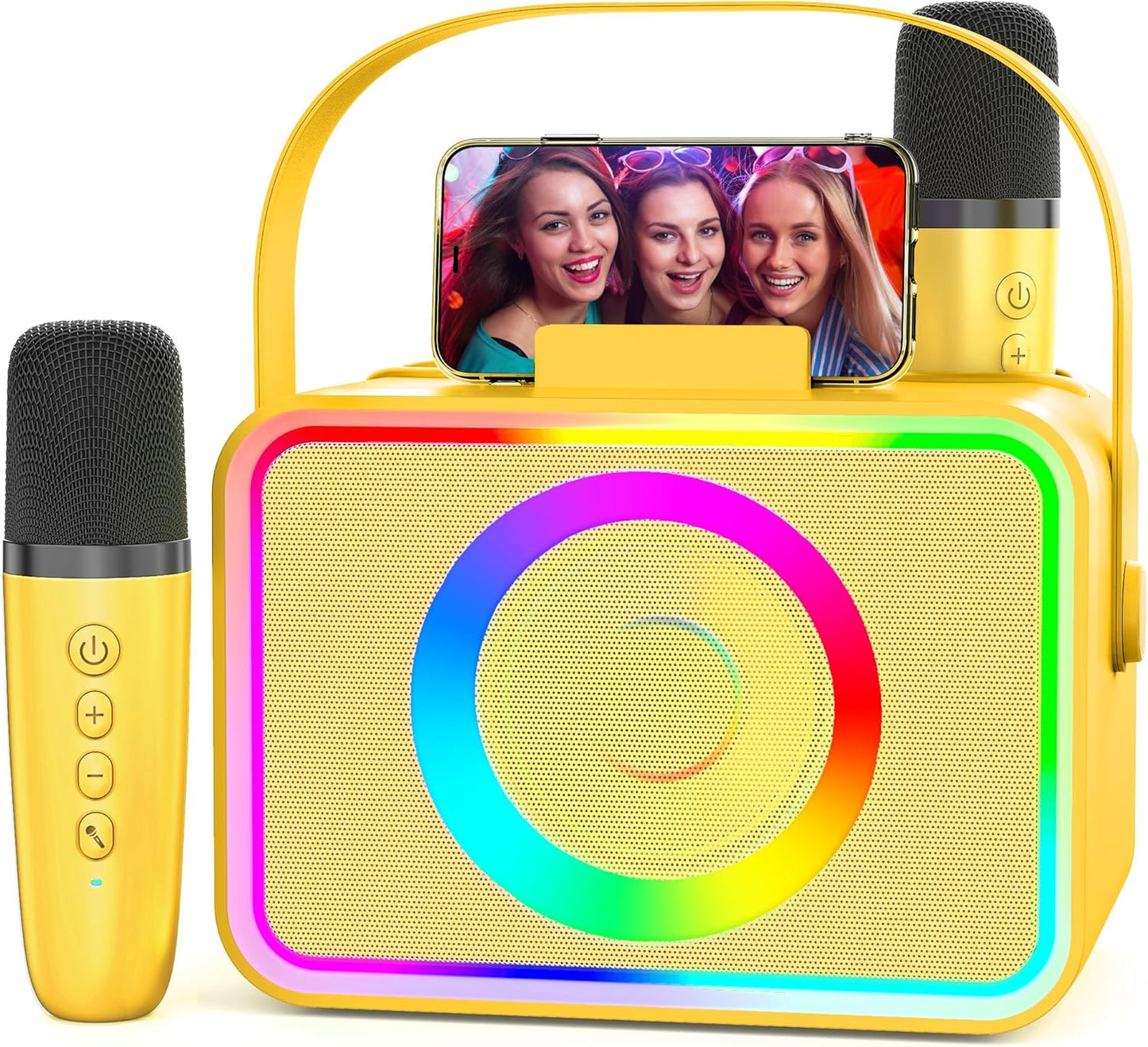 Portable Bluetooth Karaoke Machine with 2 Wireless Microphones