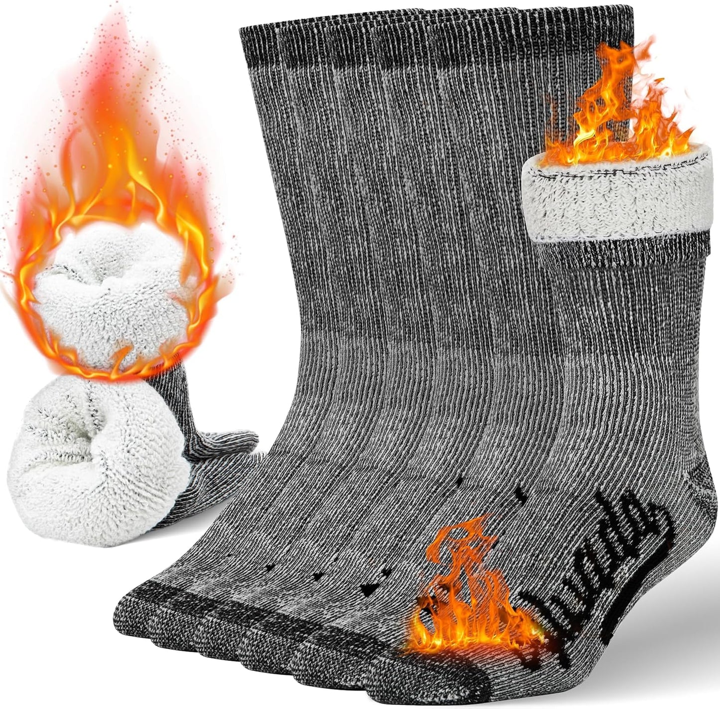 Alvada Merino Wool Hiking Socks - 3 Pairs Thermal Warmth