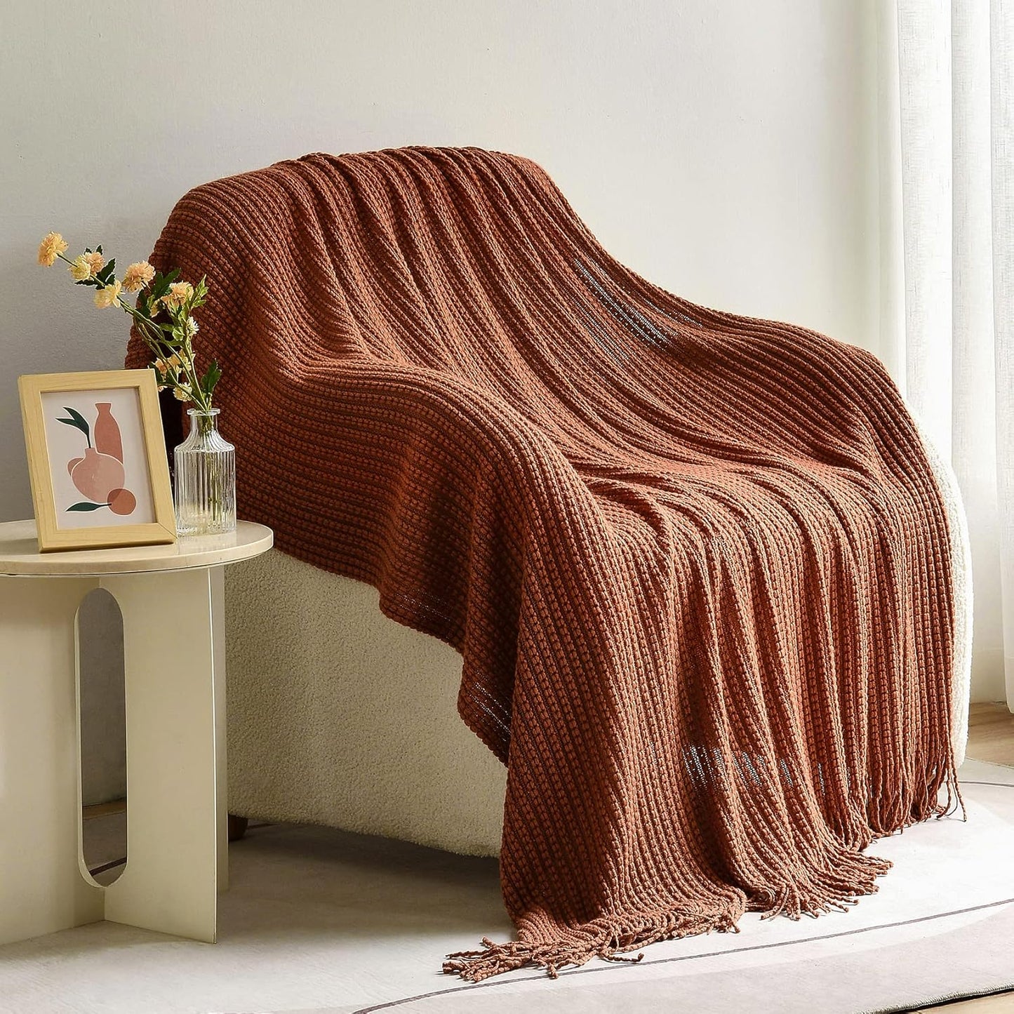 Blagic Knitted Throw Blanket for Couch - Cozy Farmhouse Decor