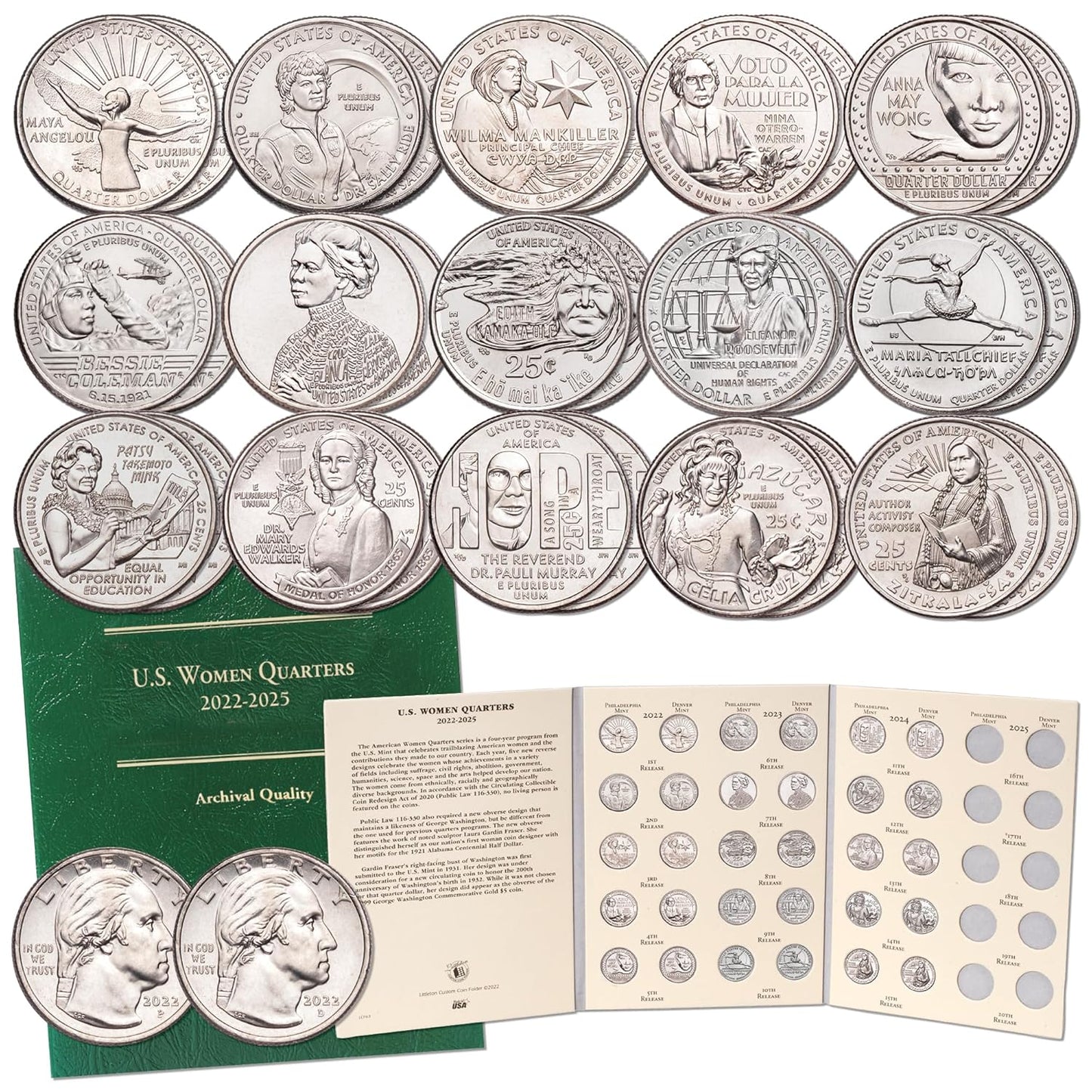 2022-2024 Women's Quarter Coin Set with Folder for Collectors