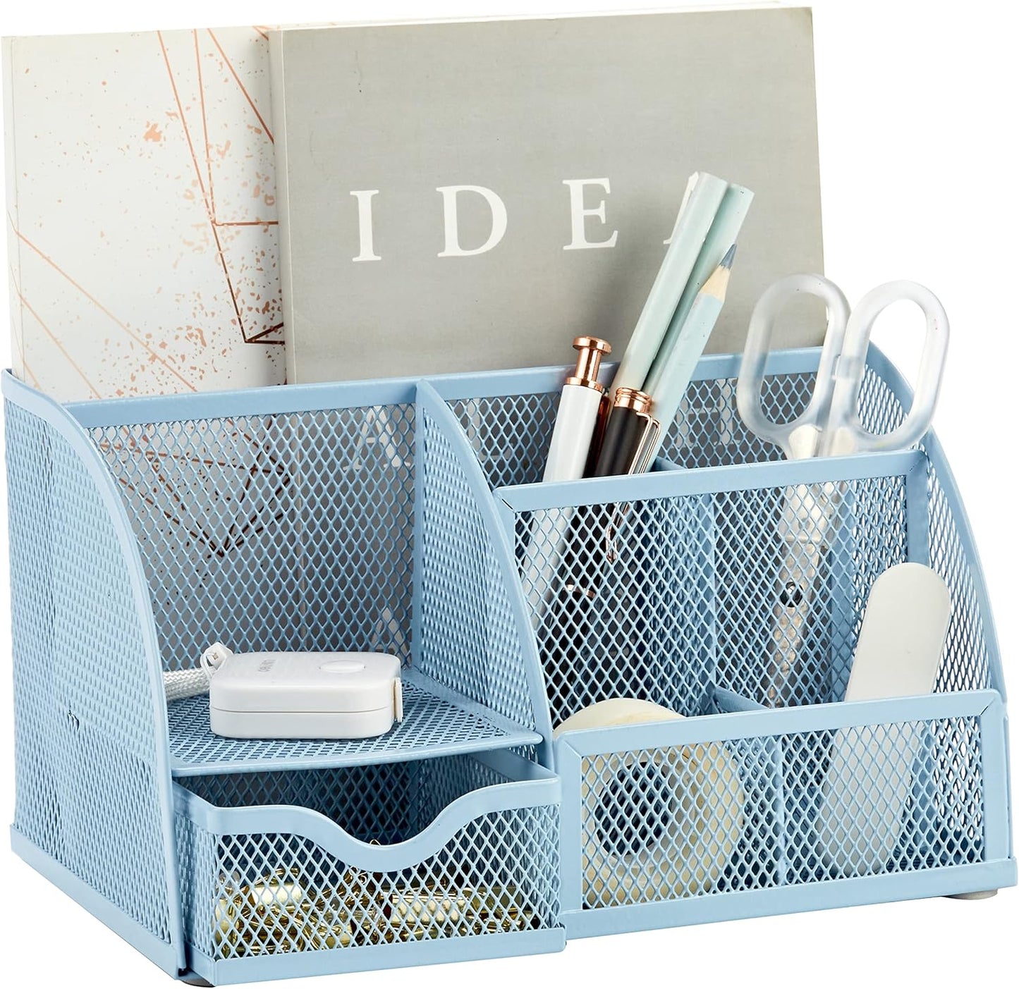 Annova Mesh Desk Organizer with Drawer - 7 Compartment Organizer