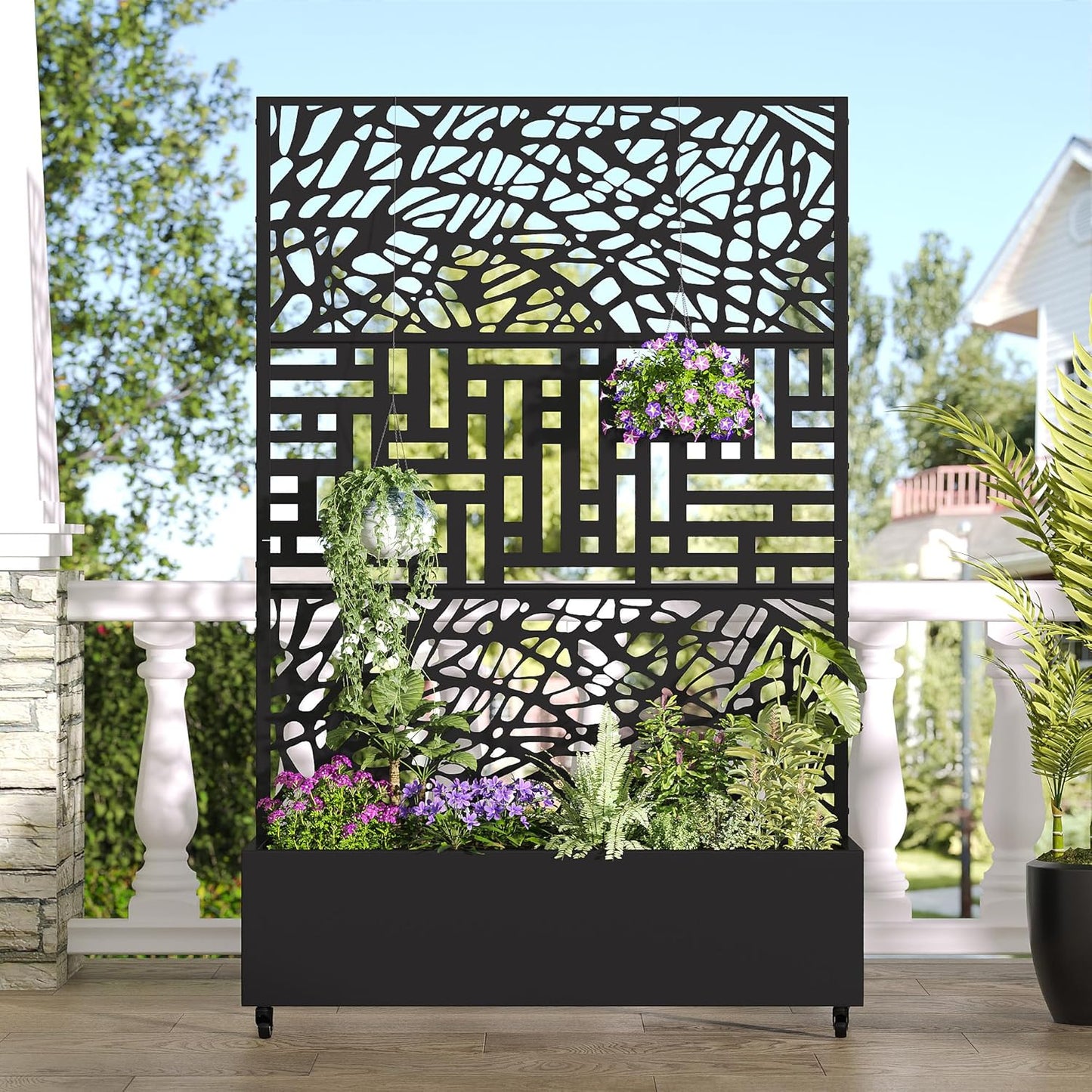 Casaphoria Metal Raised Garden Bed with Trellis and Wheels