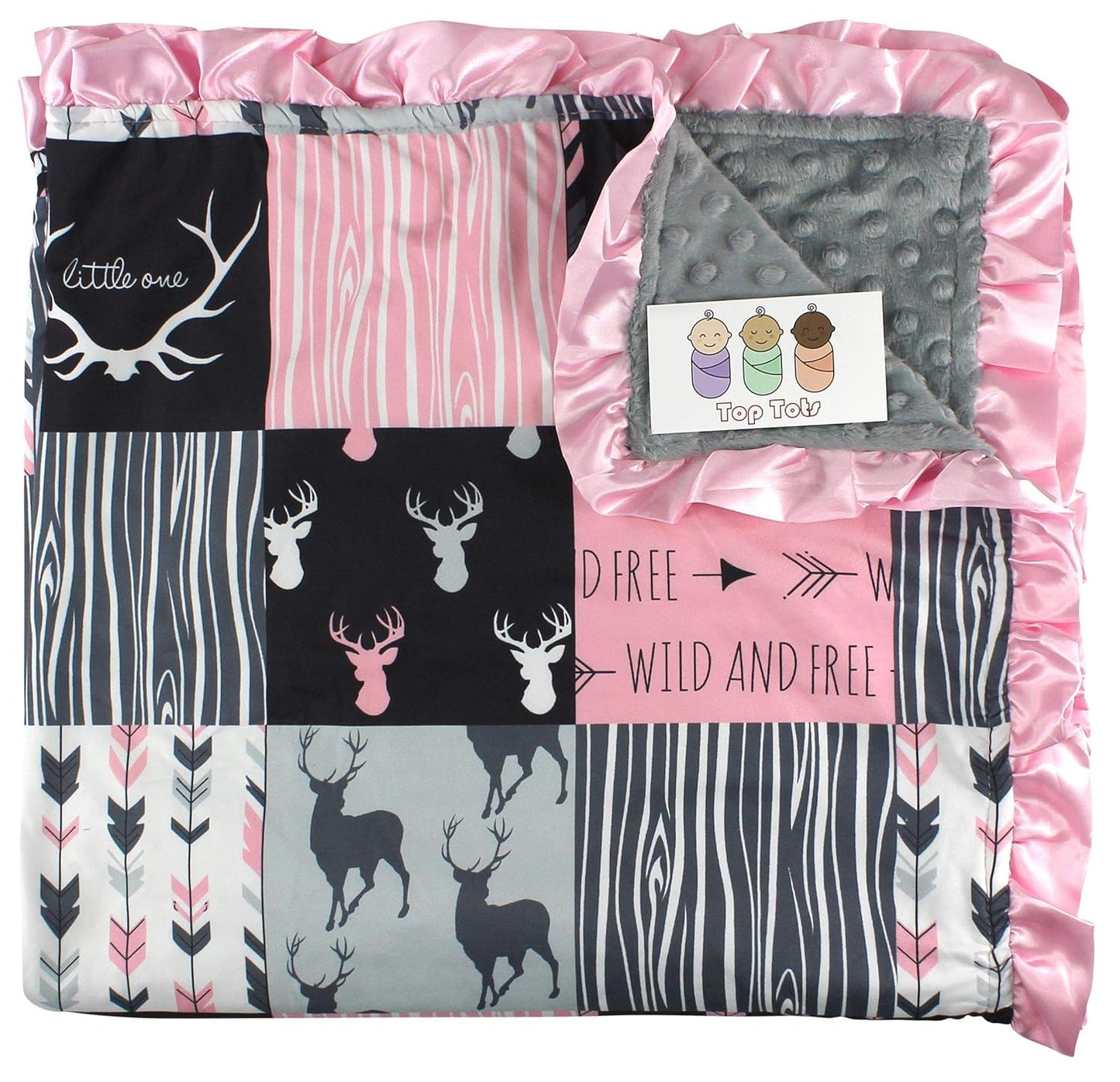 Baby Blanket - Minky Deer Design with Pink Ruffles for Comfort
