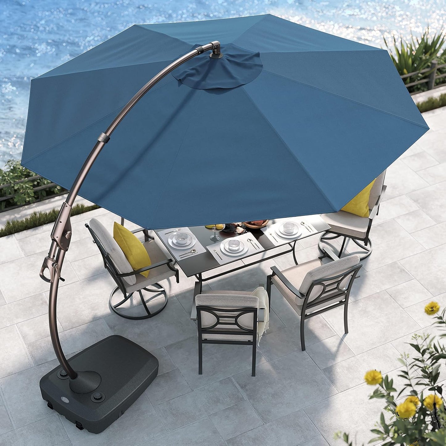 12 FT Sunbrella Cantilever Umbrella with Base for Outdoor Use