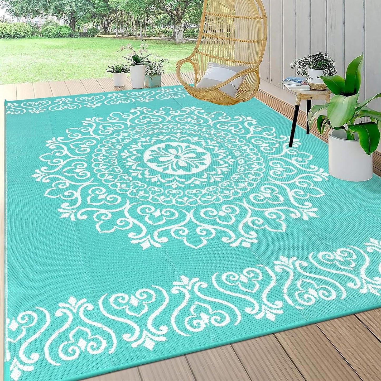 Pauwer Waterproof Outdoor Rug 8x10 for Patio and Camping