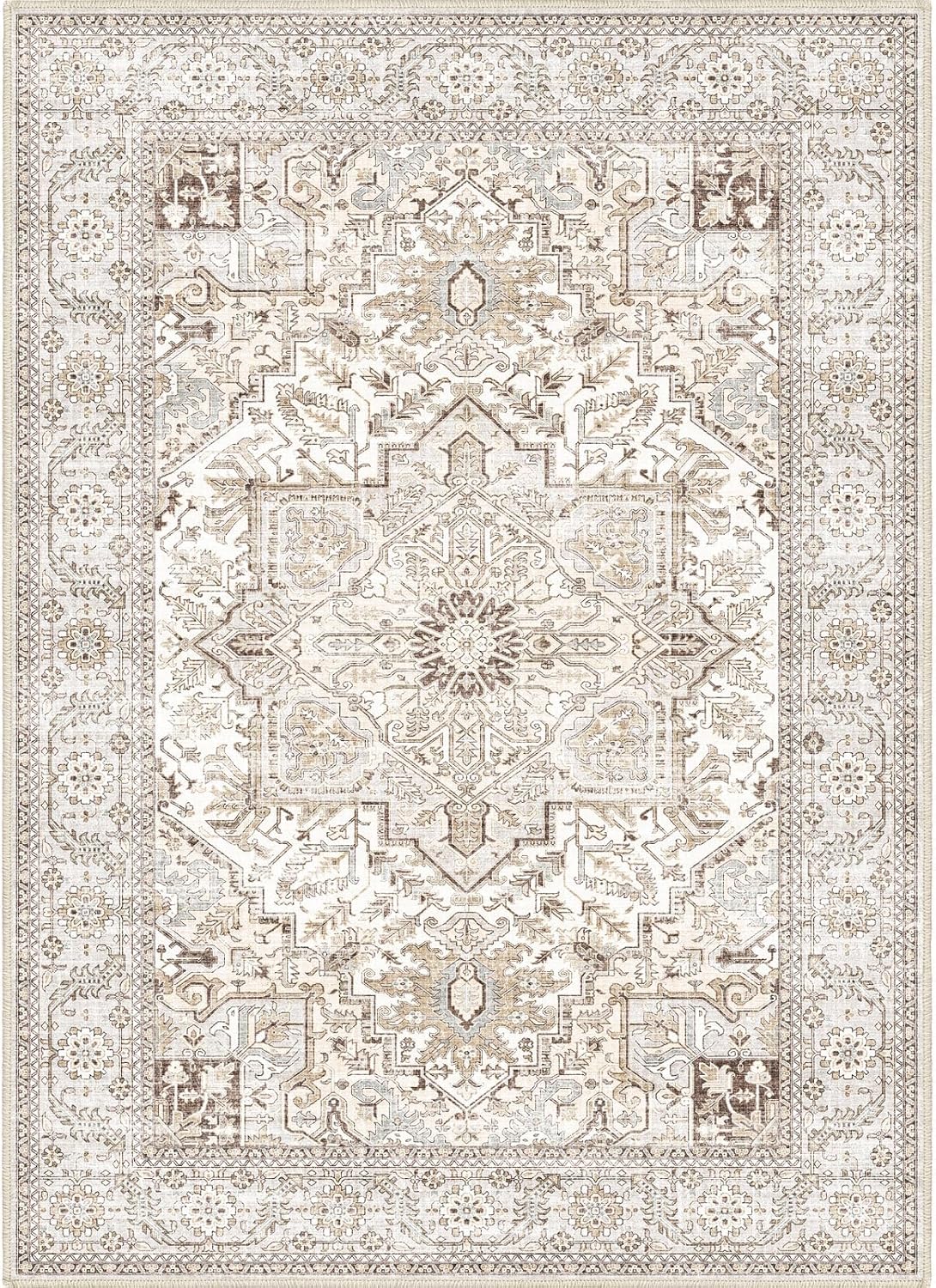 Area Rug 5x7 for Living Room, Soft Non-Slip Vintage Carpet