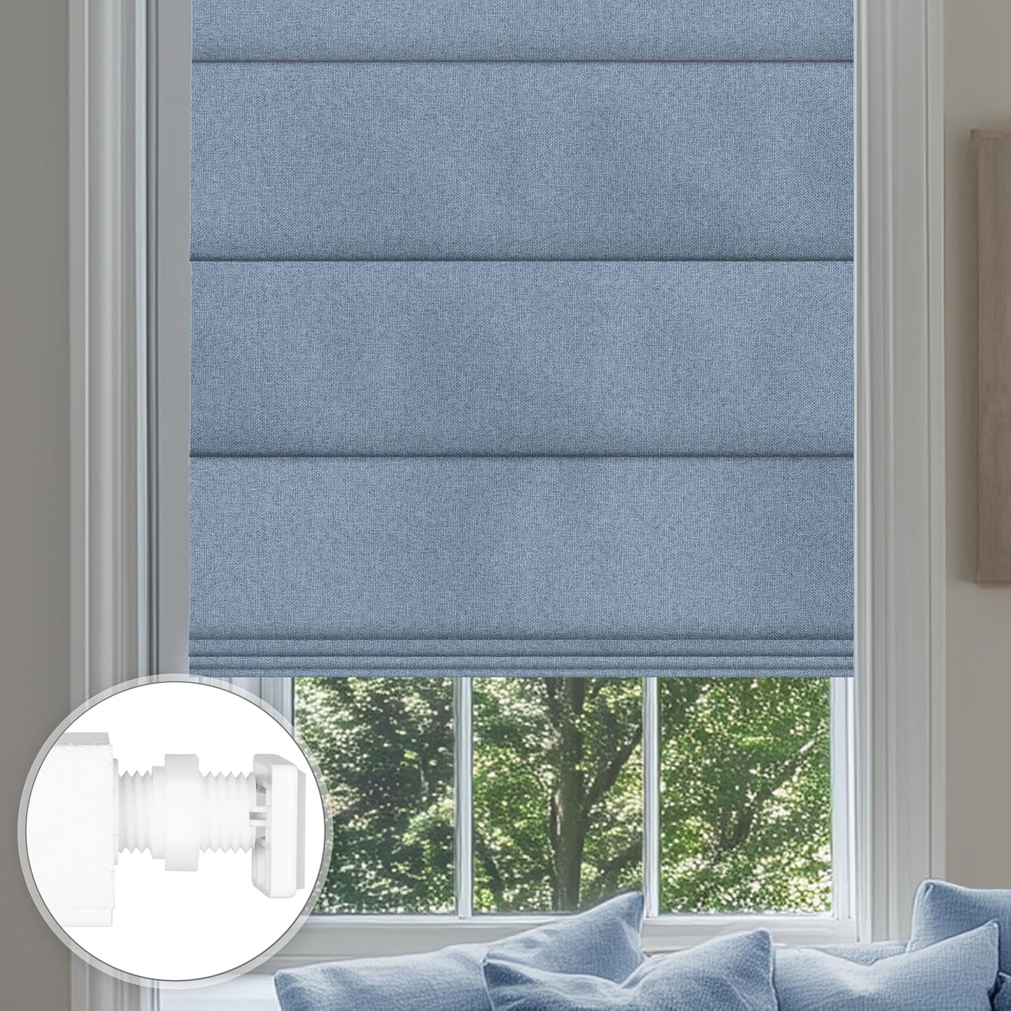 No Drill Roman Shades for Windows - Easy to Install Blackout Blinds