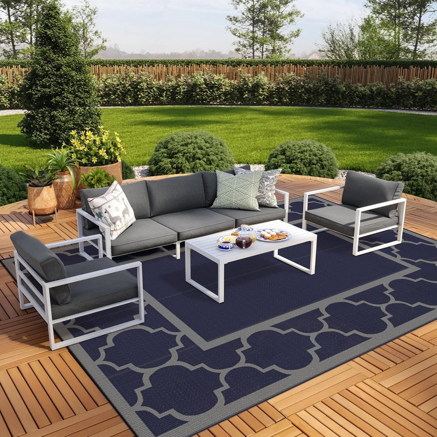 GENIMO 10ft x 14ft Outdoor Rug Waterproof for Stylish Patio Decor