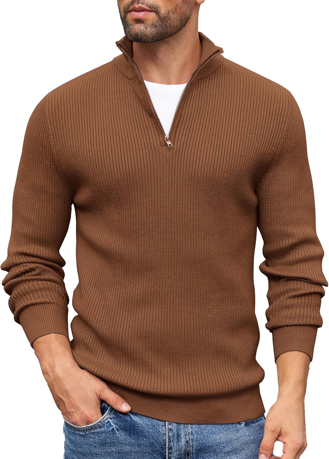 COOFANDY Men's Quarter Zip Sweaters for Stylish Comfort