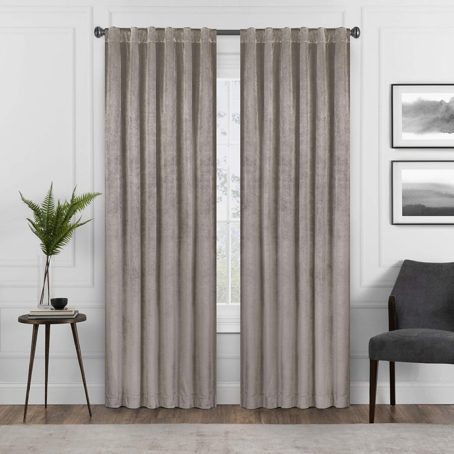 Blackout Velvet Curtain 50x63: Thermal Insulated, Mushroom