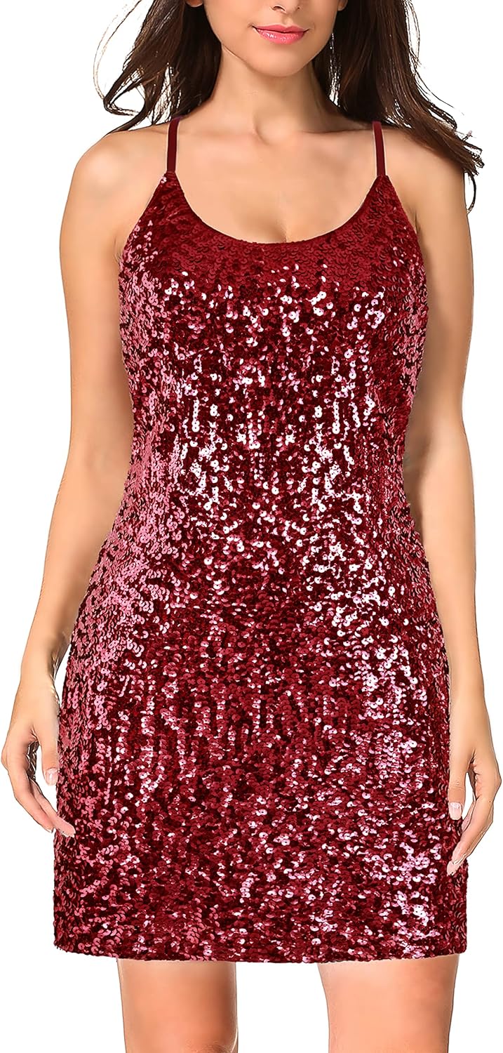 MANER Women's Glitter Sequin Dress for Sparkle Party Events