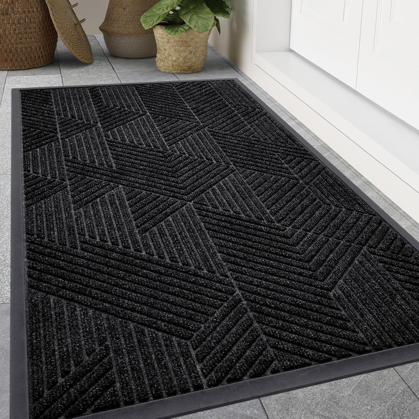 Smiry Heavy Duty Rubber Doormat for Indoor Outdoor Use