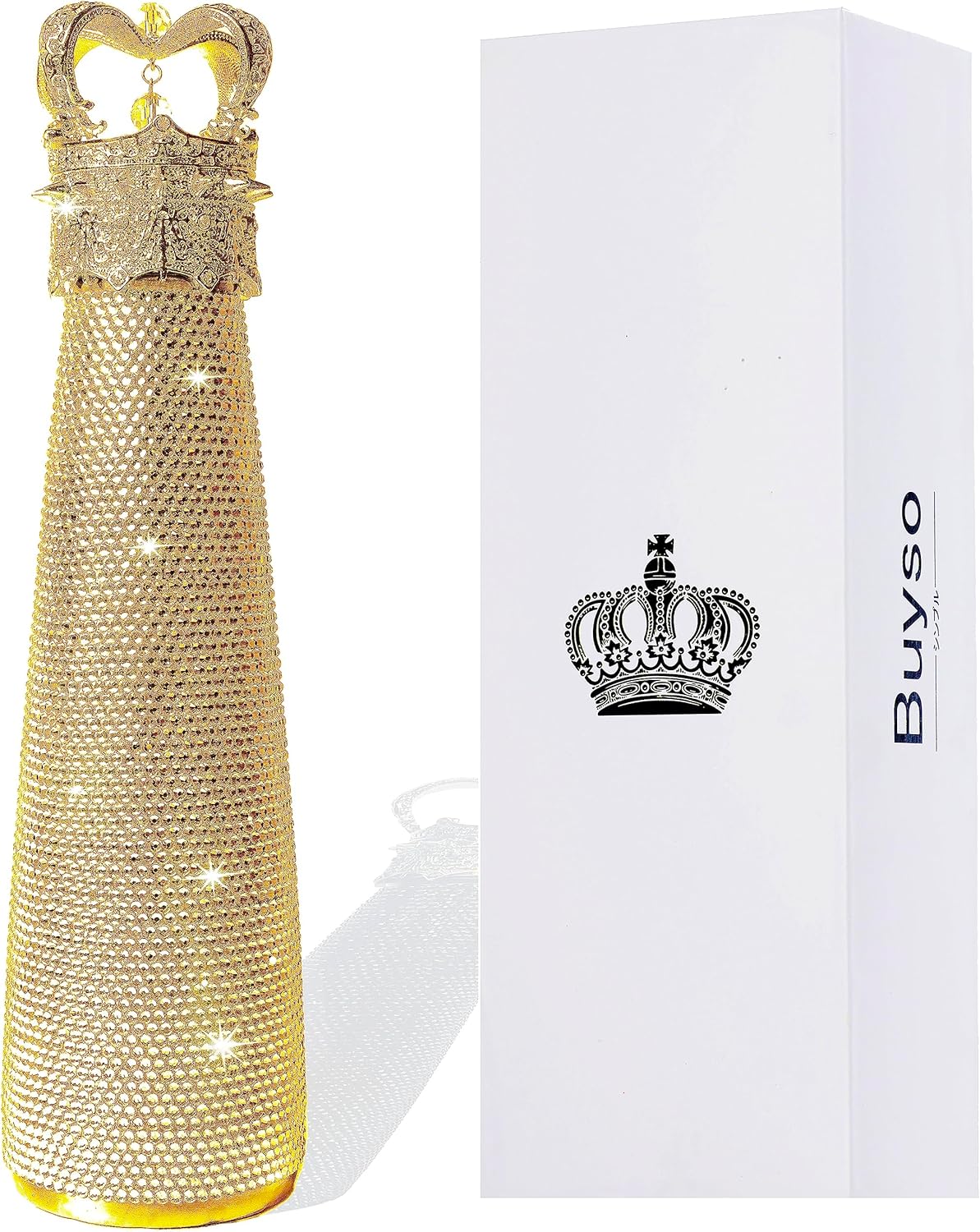 Gold Bling Water Bottle with Rhinestones for Glamorous Hydration