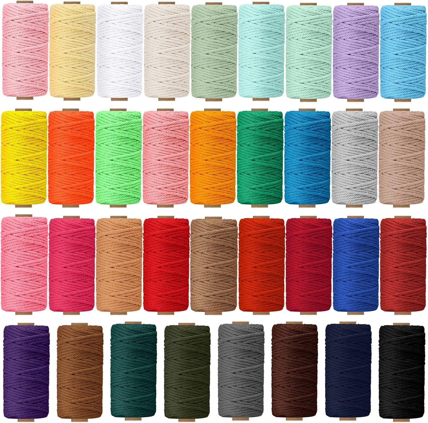 36 Rolls Macrame Cord 3 mm Natural Cotton for DIY Crafts