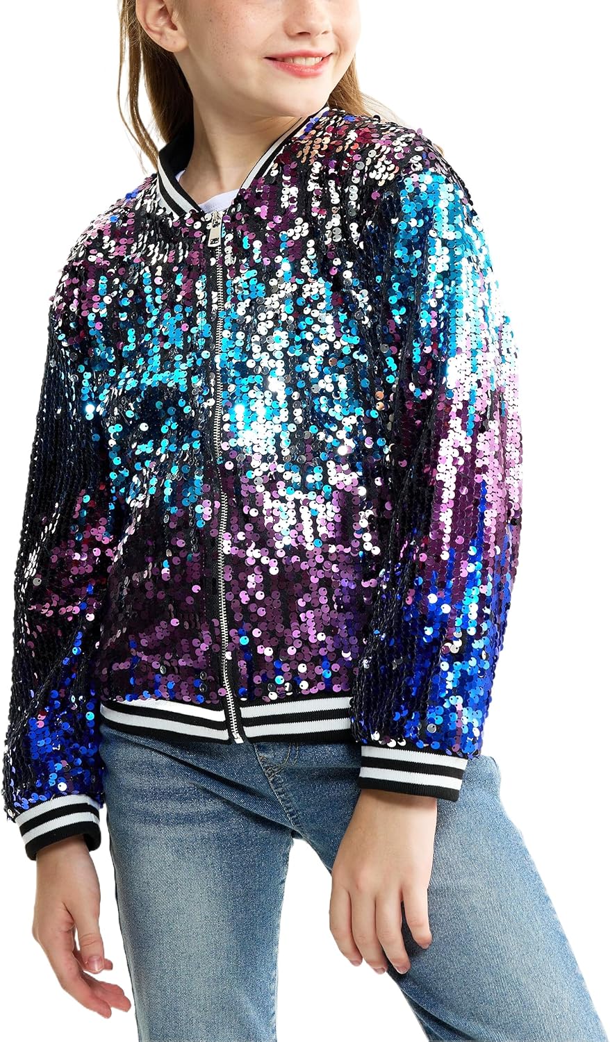 LOLANTA Girls Sequin Jacket for Stylish Kids' Spring Outfits