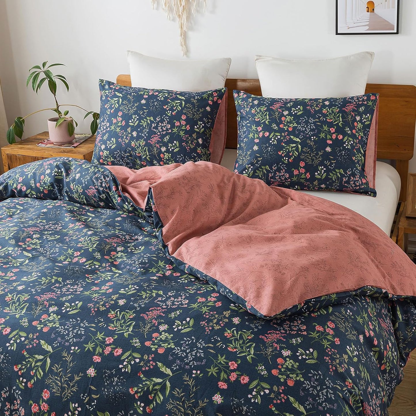 HoneiLife Twin Duvet Cover Set - 100% Cotton Floral Design
